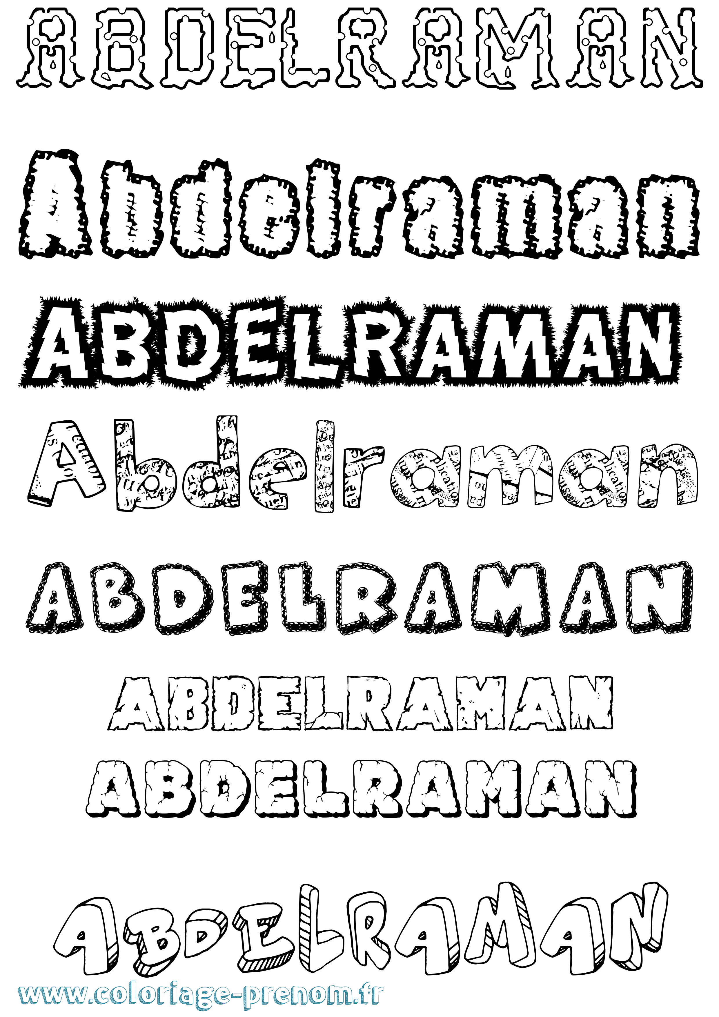 Coloriage prénom Abdelraman Destructuré