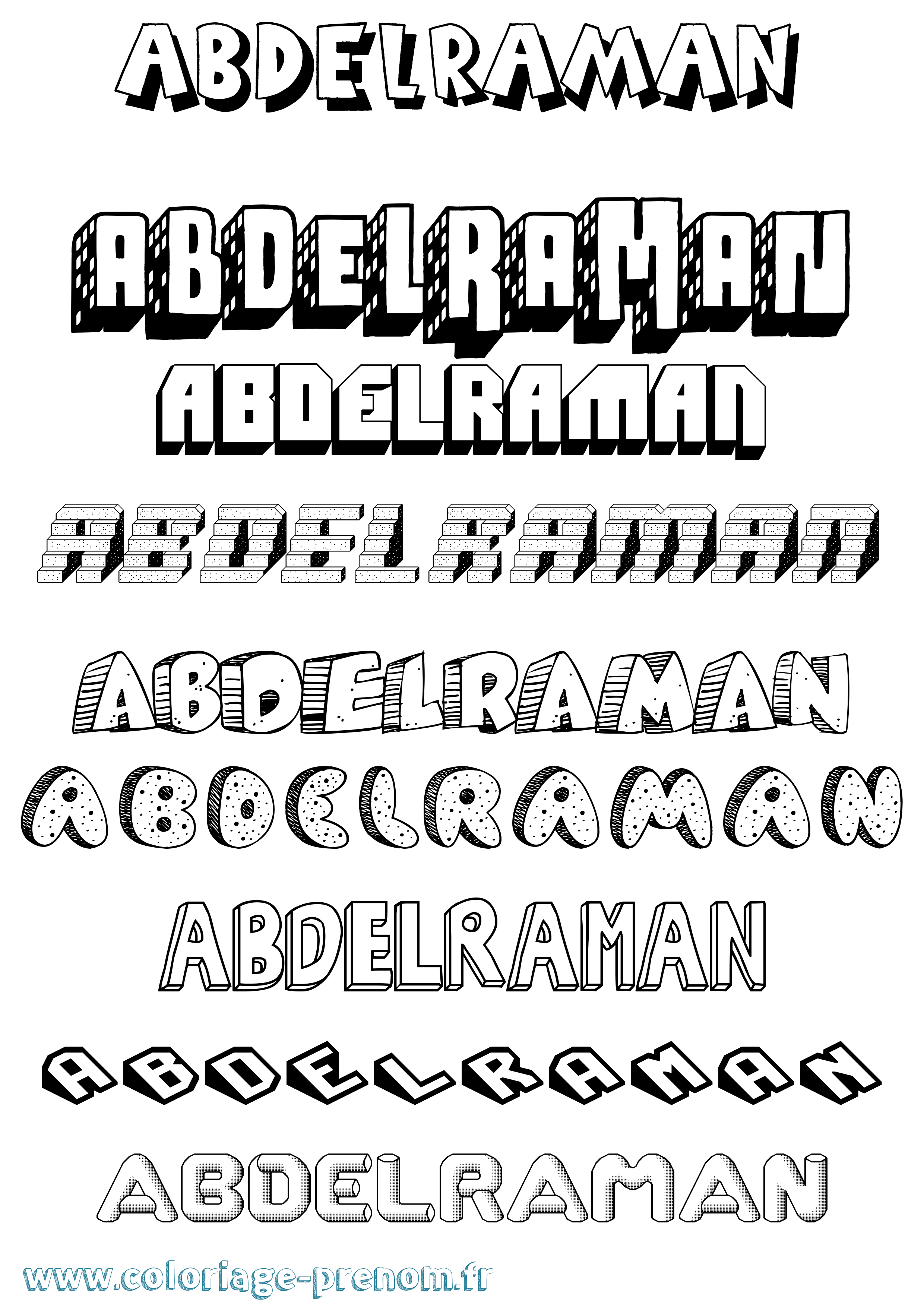 Coloriage prénom Abdelraman Effet 3D
