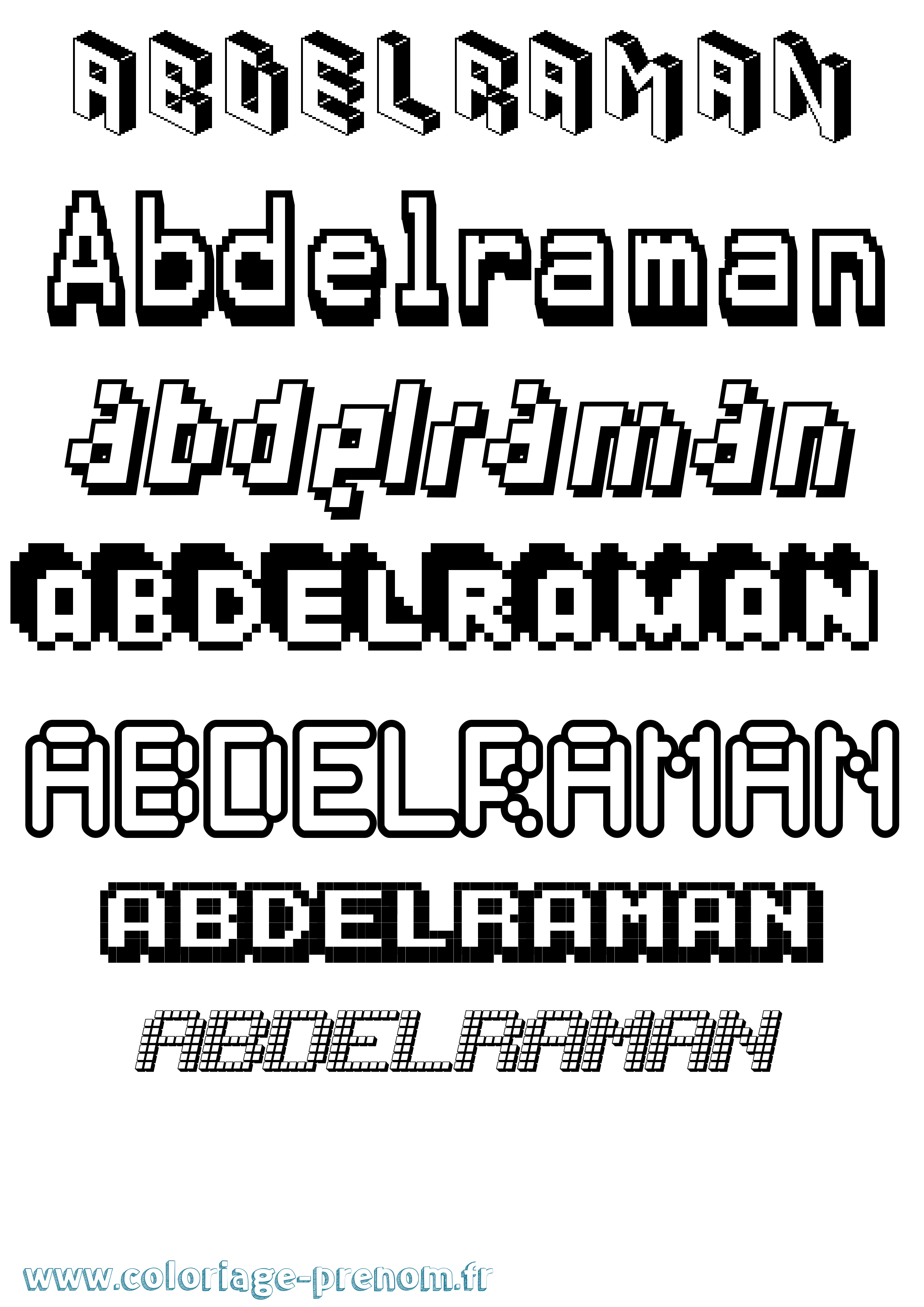 Coloriage prénom Abdelraman Pixel