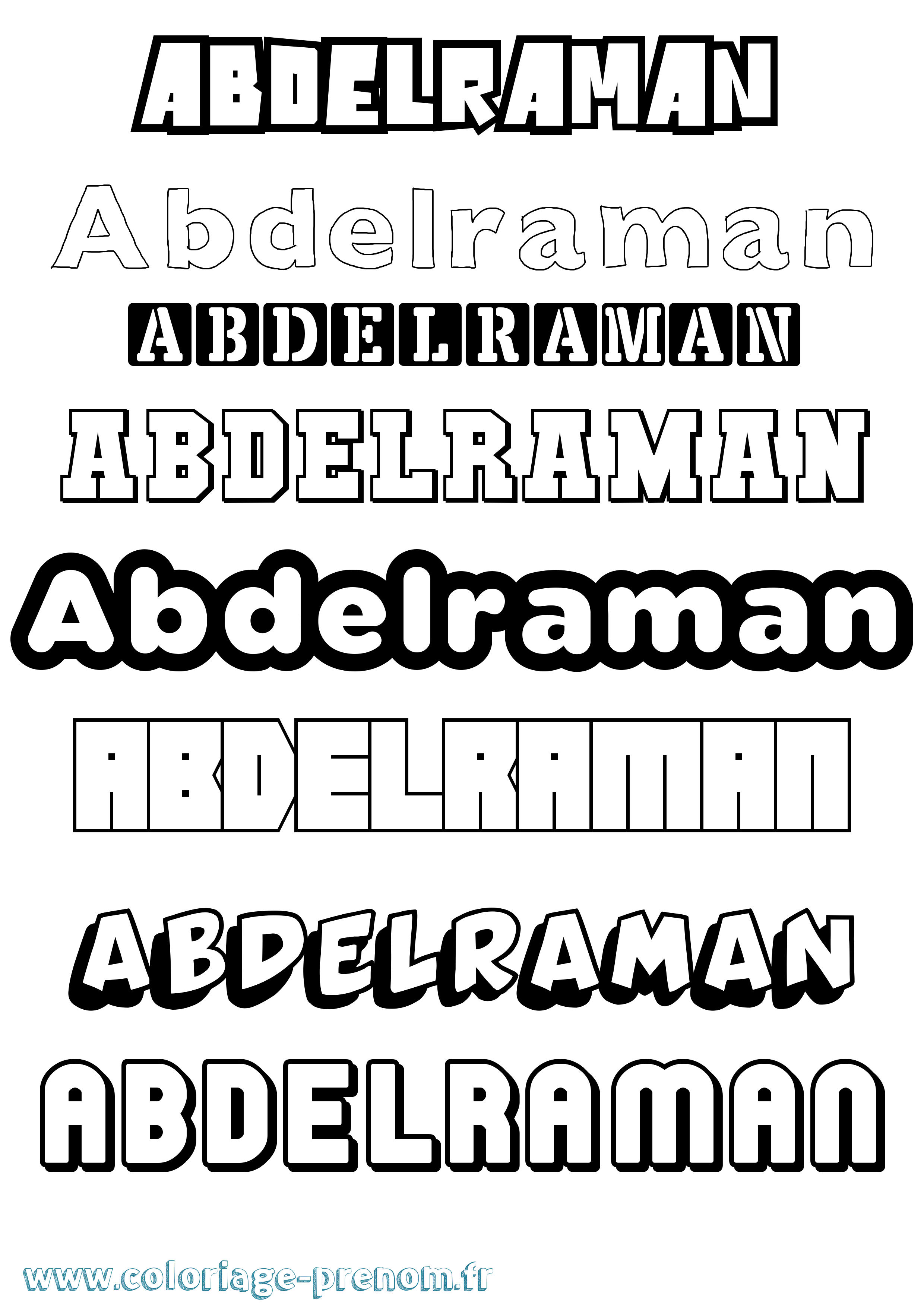 Coloriage prénom Abdelraman Simple