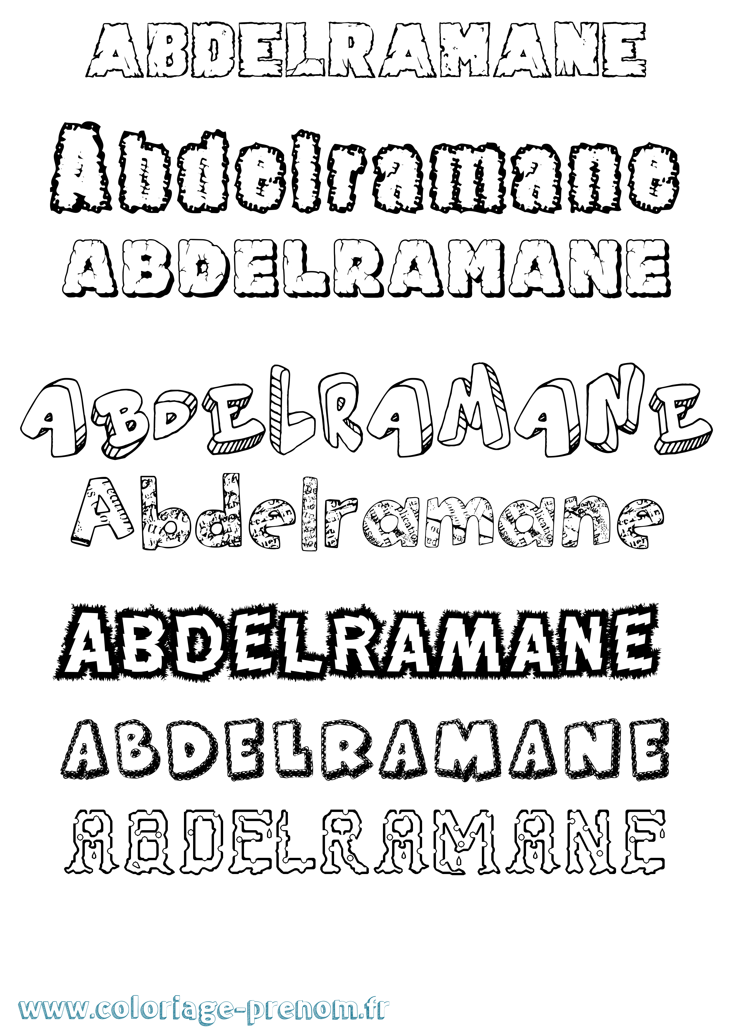 Coloriage prénom Abdelramane Destructuré