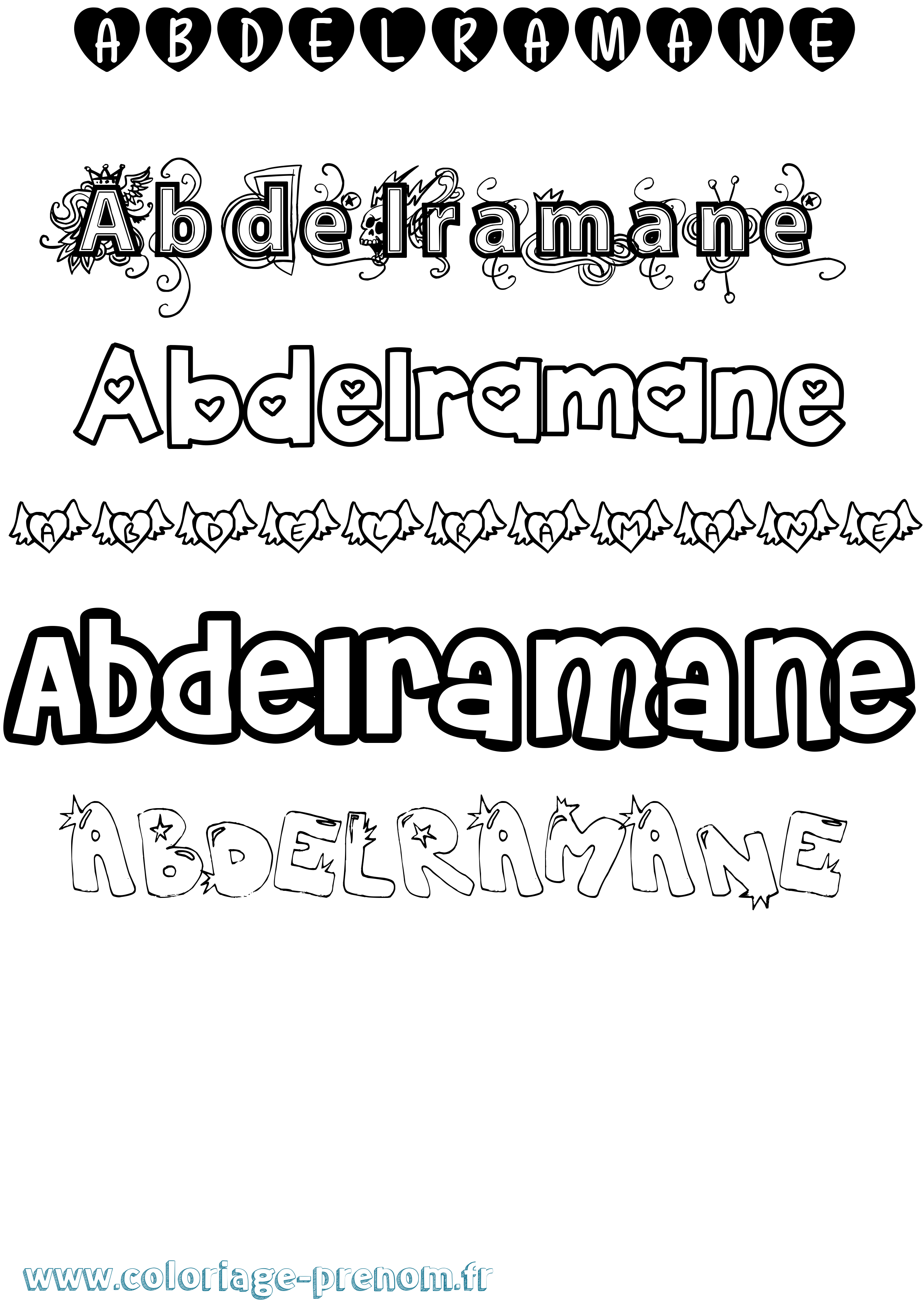 Coloriage prénom Abdelramane Girly