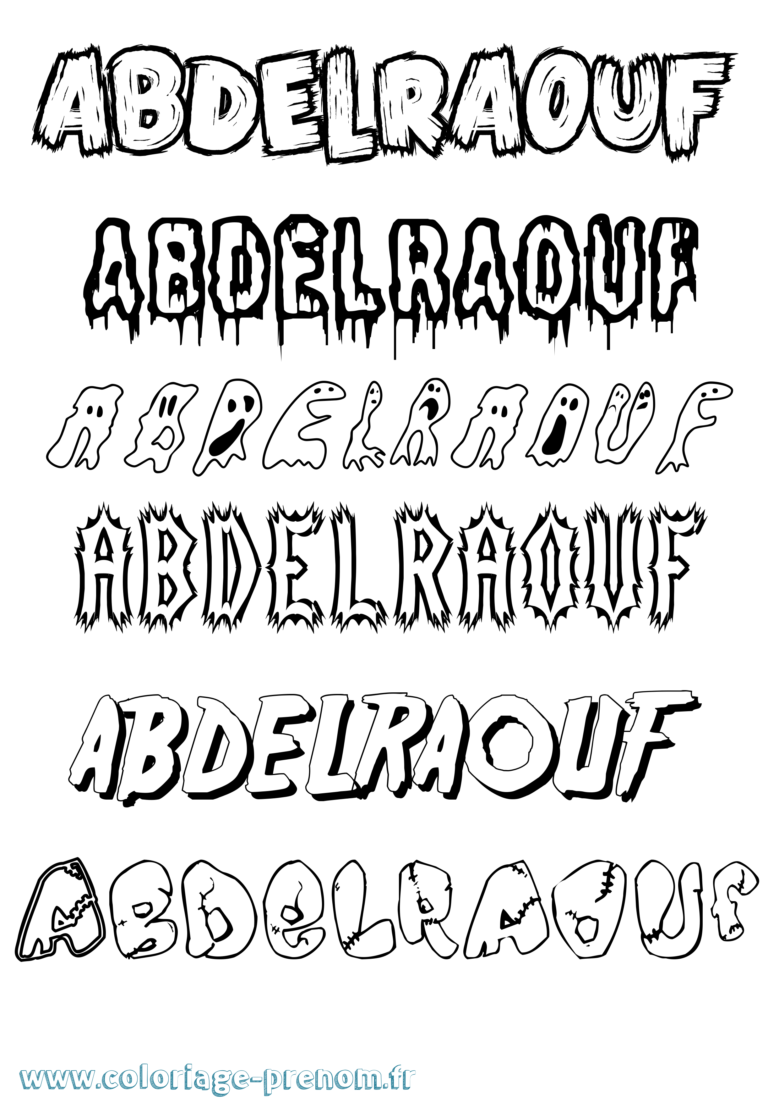 Coloriage prénom Abdelraouf Frisson