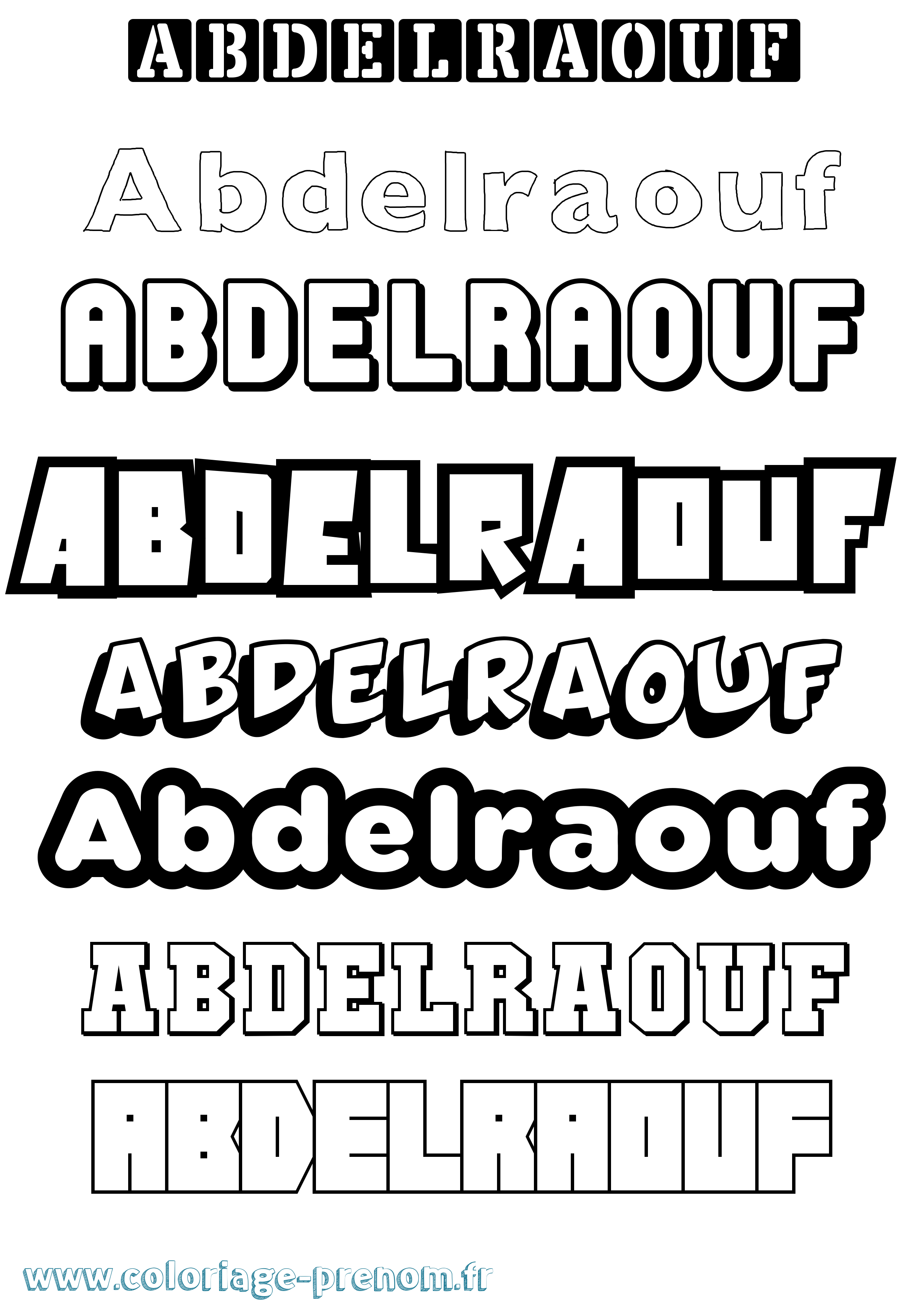 Coloriage prénom Abdelraouf Simple