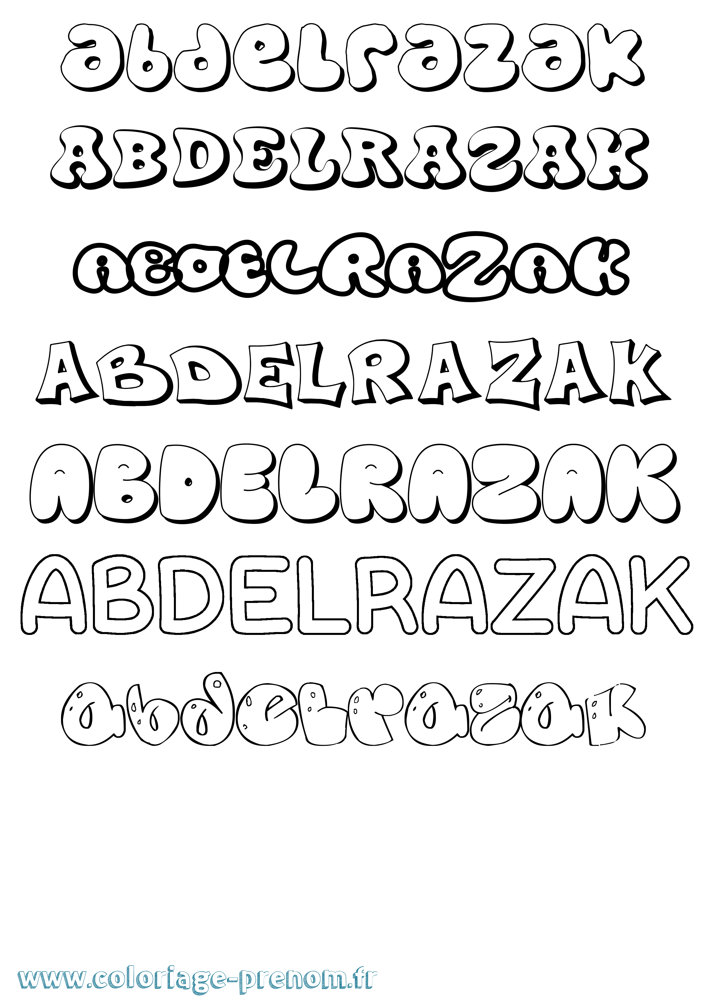 Coloriage Abdelrazak Bubble Coloriage prénom Abdelrazak Bubble