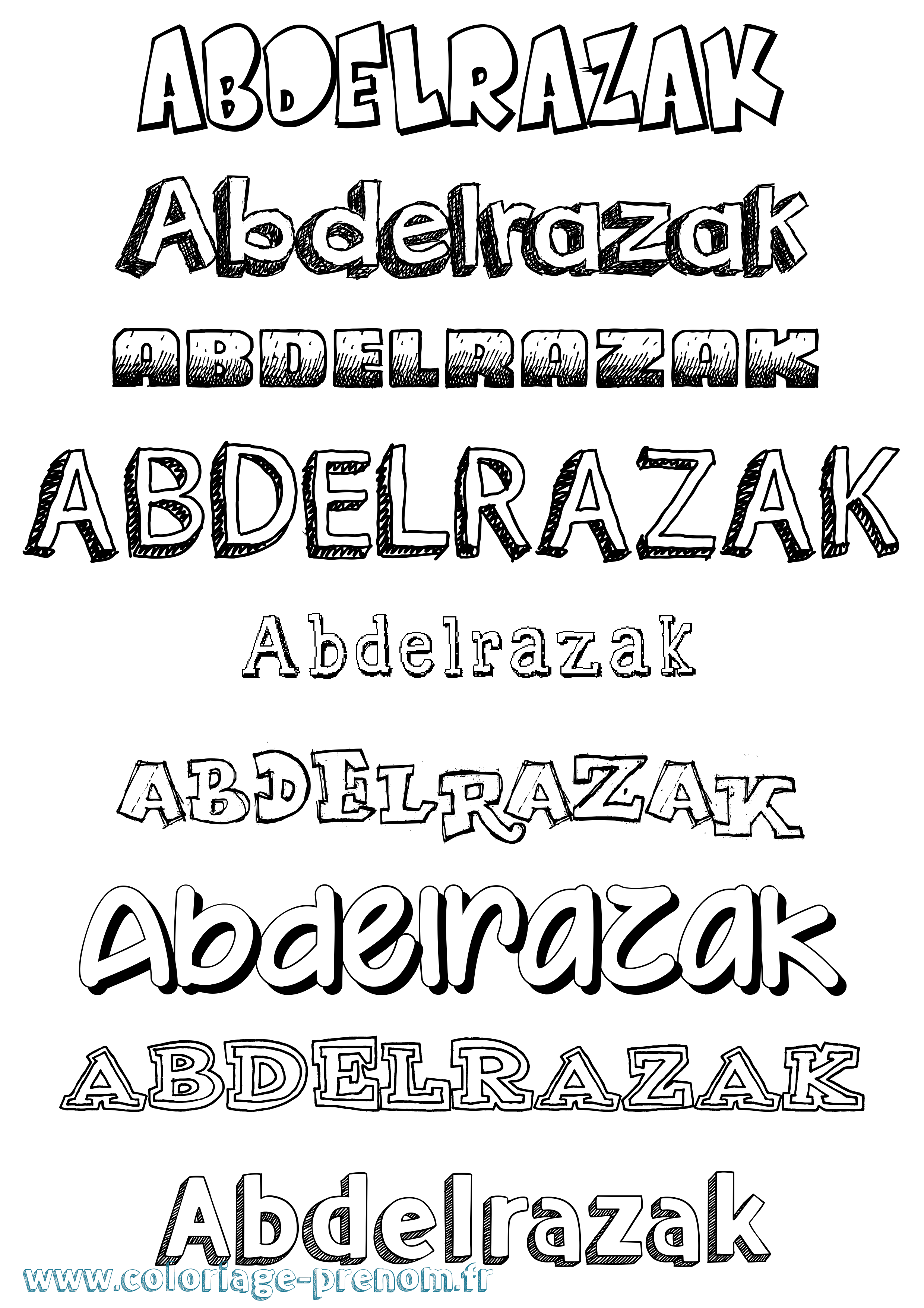Coloriage Abdelrazak Dessiné Coloriage prénom Abdelrazak Dessiné