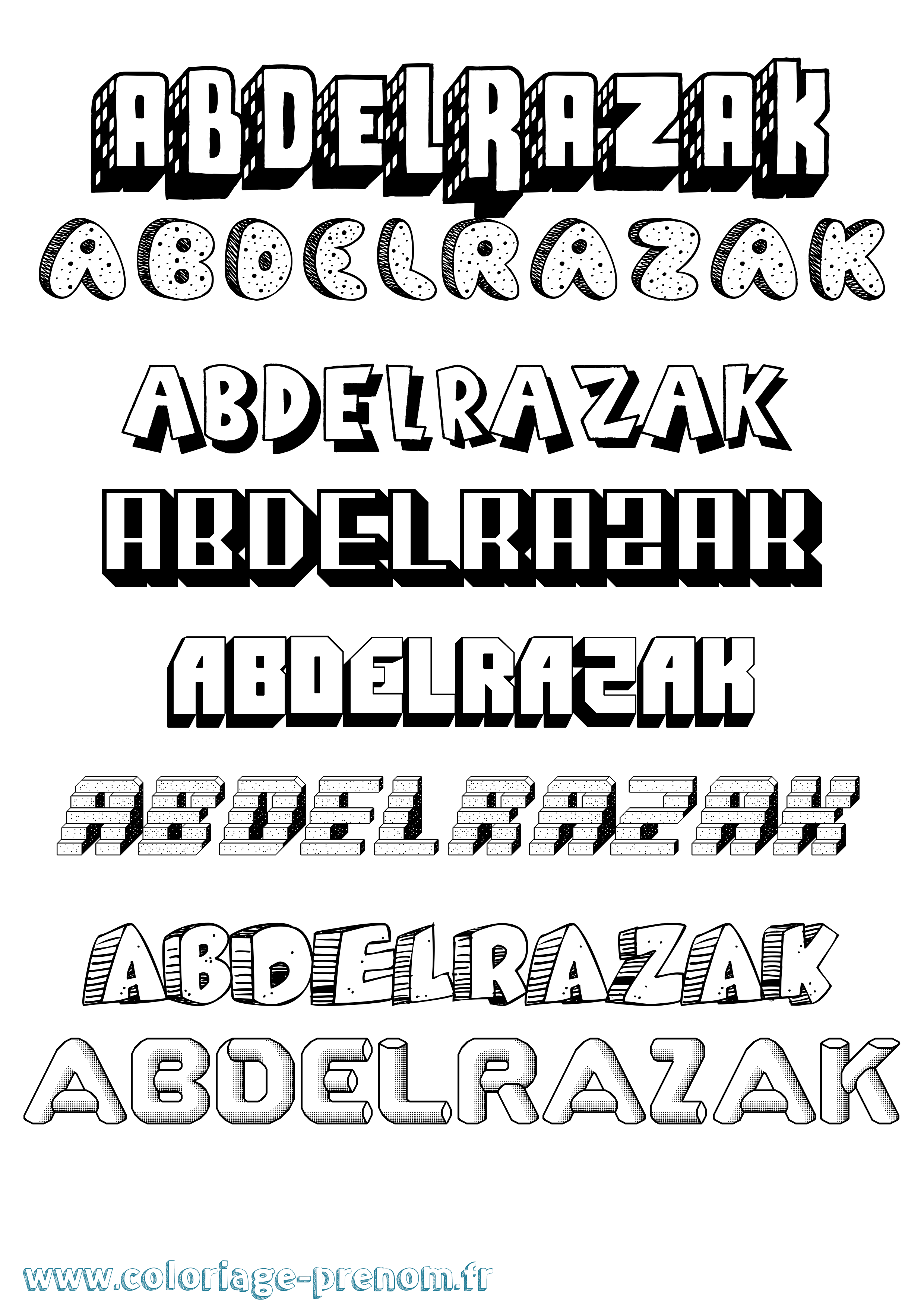 Coloriage Abdelrazak Effet 3D Coloriage prénom Abdelrazak Effet 3D