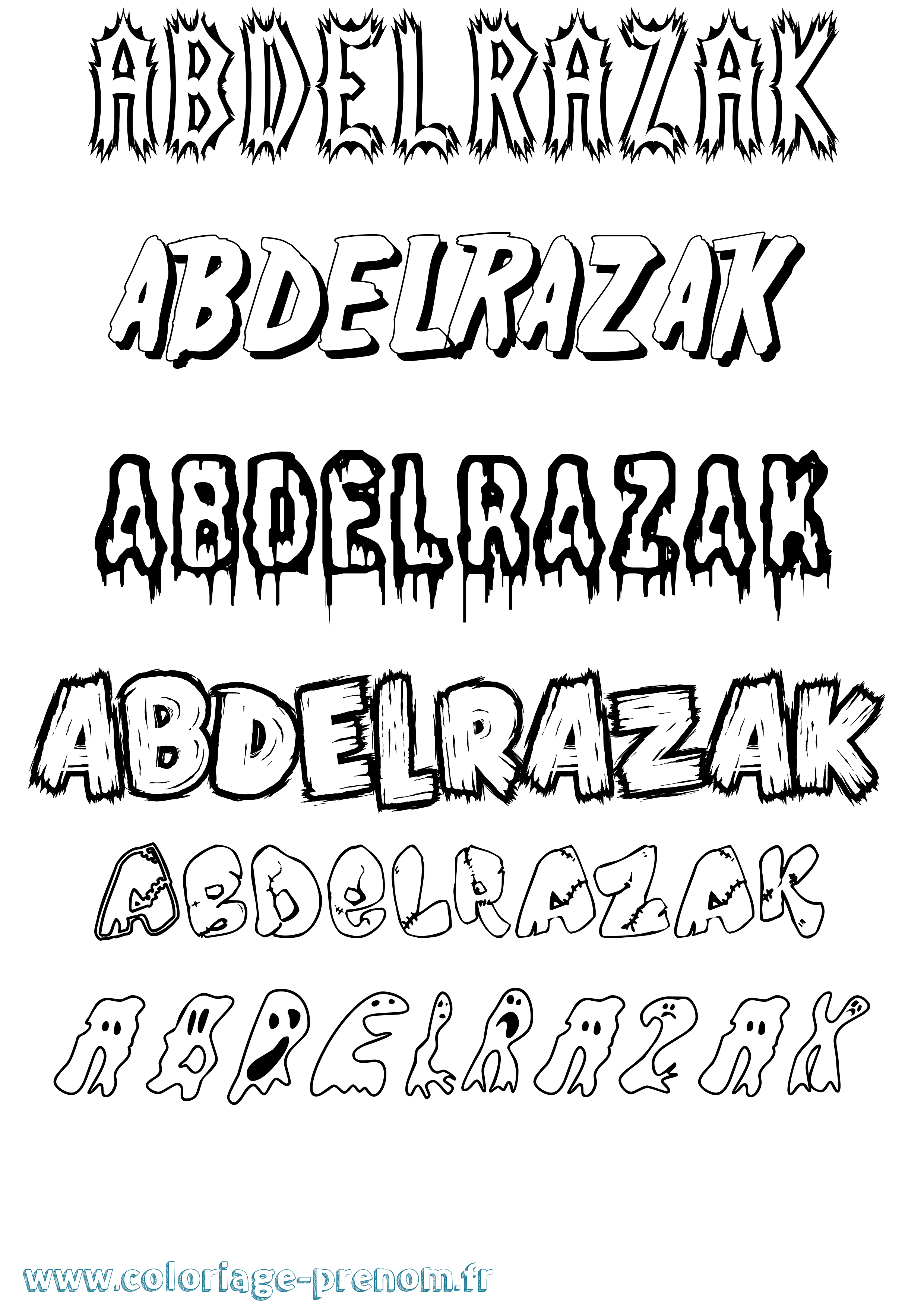 Coloriage Abdelrazak Frisson Coloriage prénom Abdelrazak Frisson