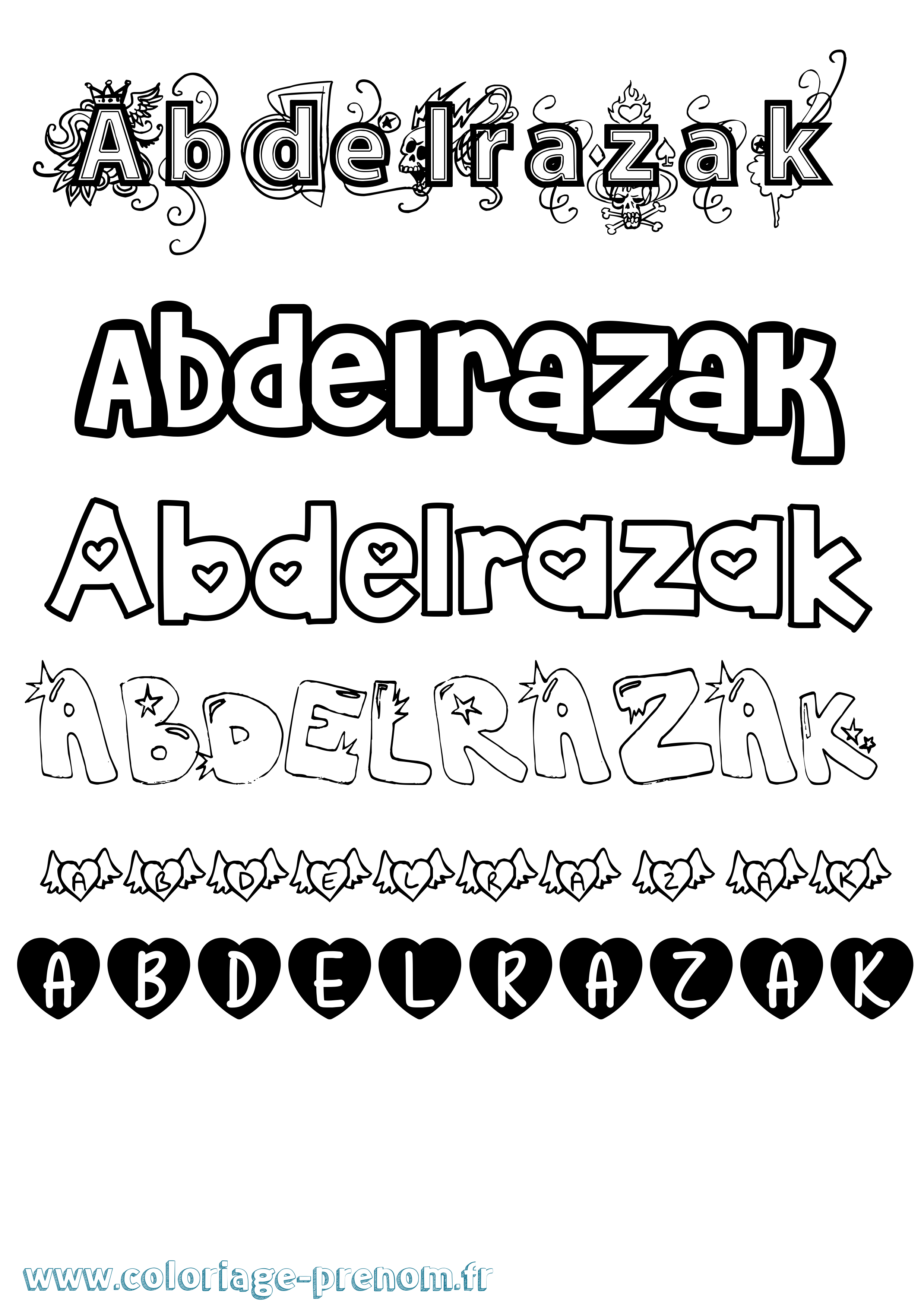 Coloriage Abdelrazak Girly Coloriage prénom Abdelrazak Girly