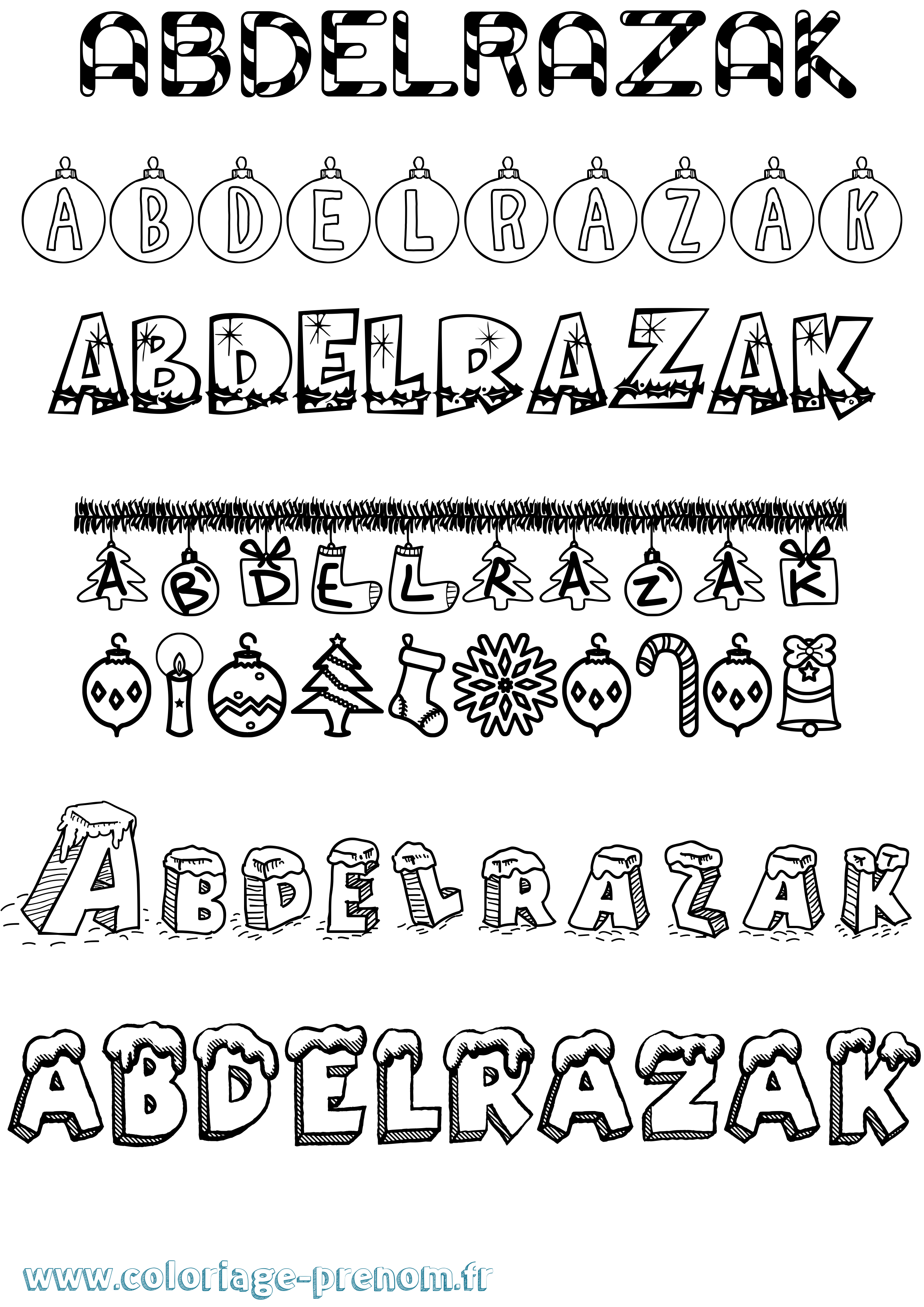 Coloriage Abdelrazak Noël Coloriage prénom Abdelrazak Noël