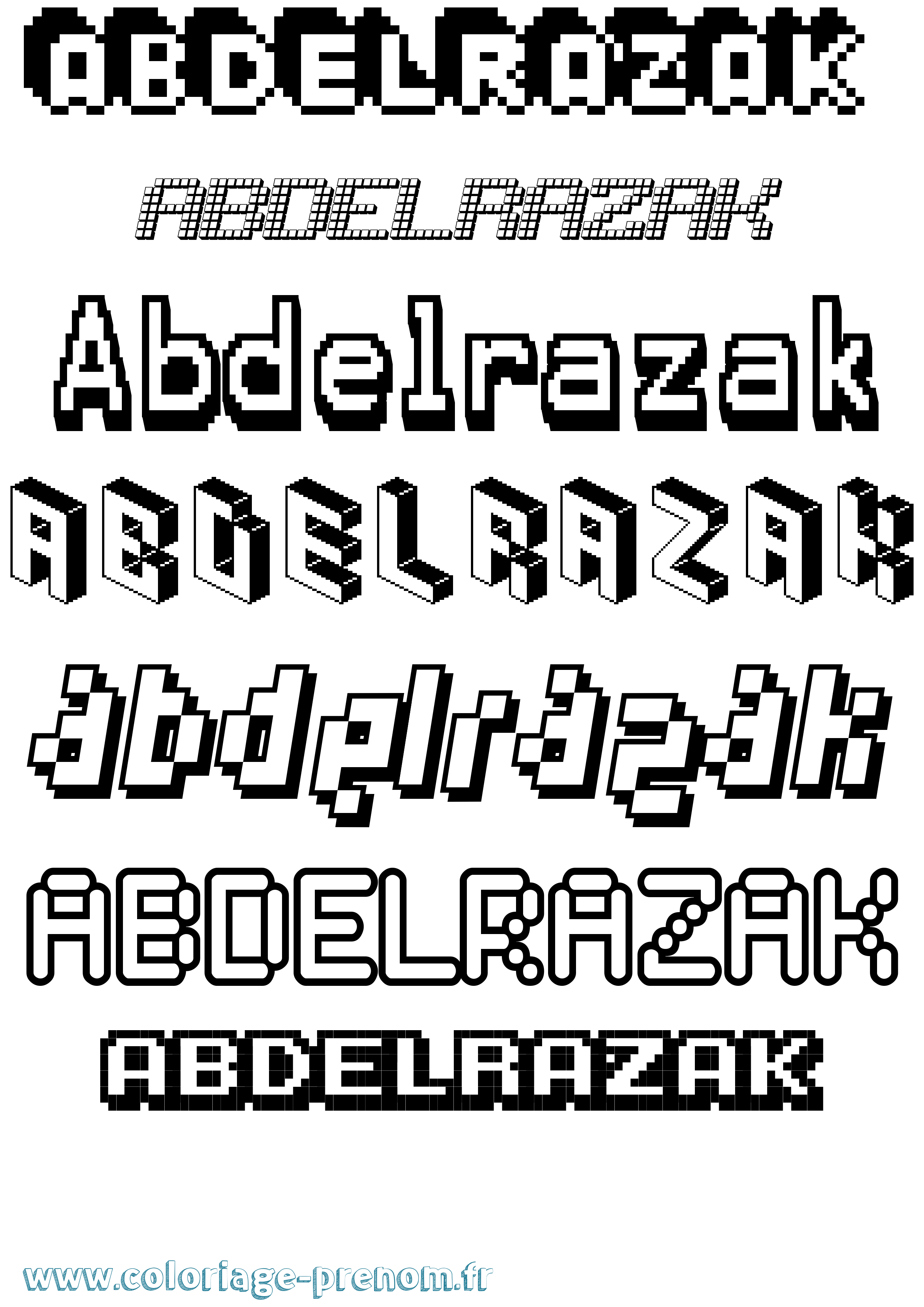 Coloriage Abdelrazak Pixel Coloriage prénom Abdelrazak Pixel