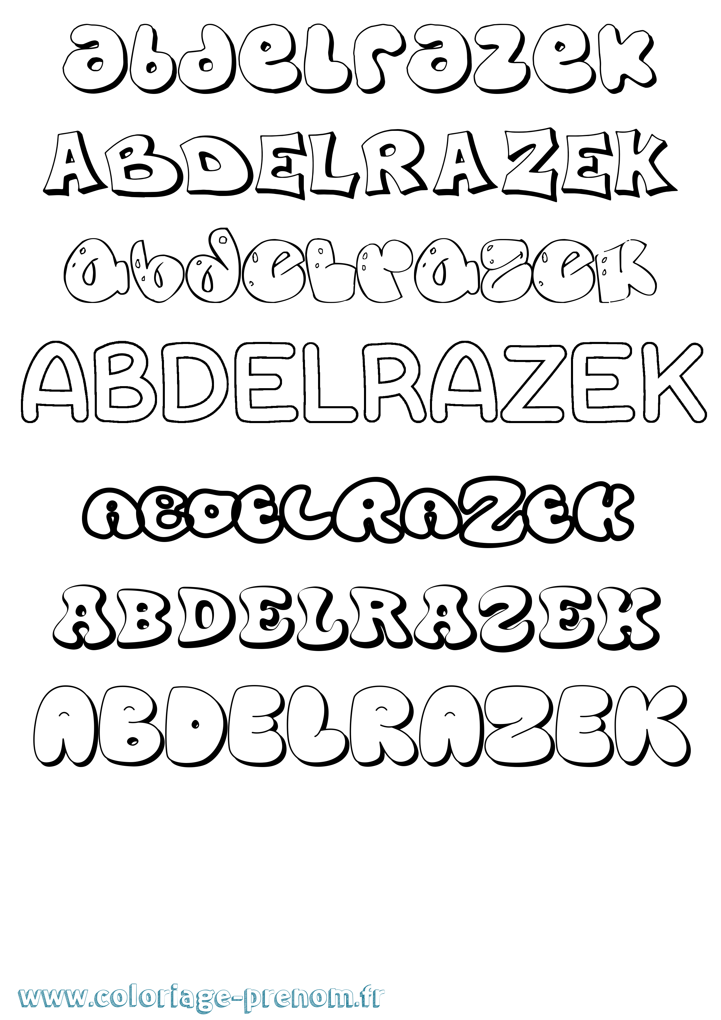 Coloriage prénom Abdelrazek Bubble