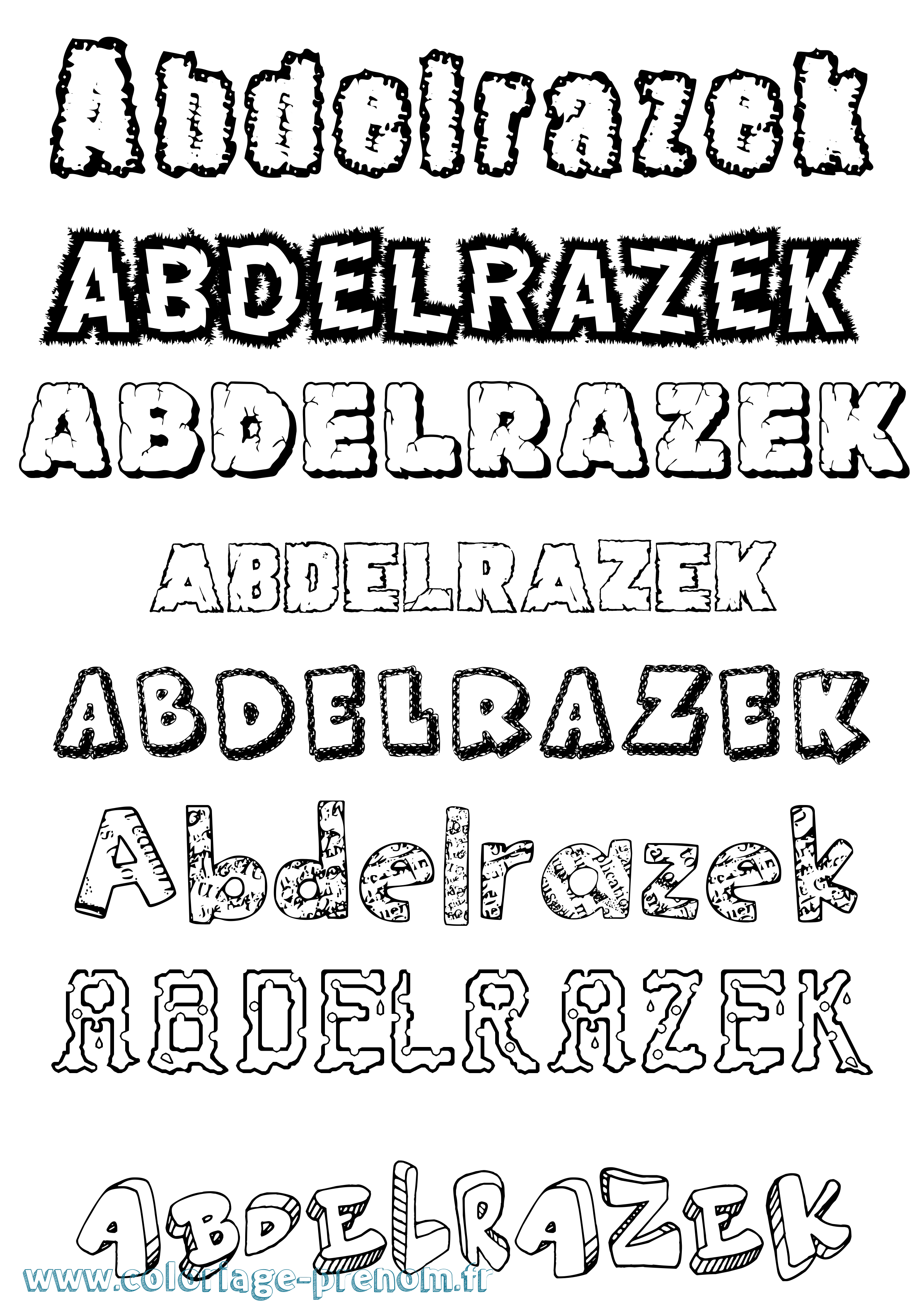 Coloriage prénom Abdelrazek Destructuré