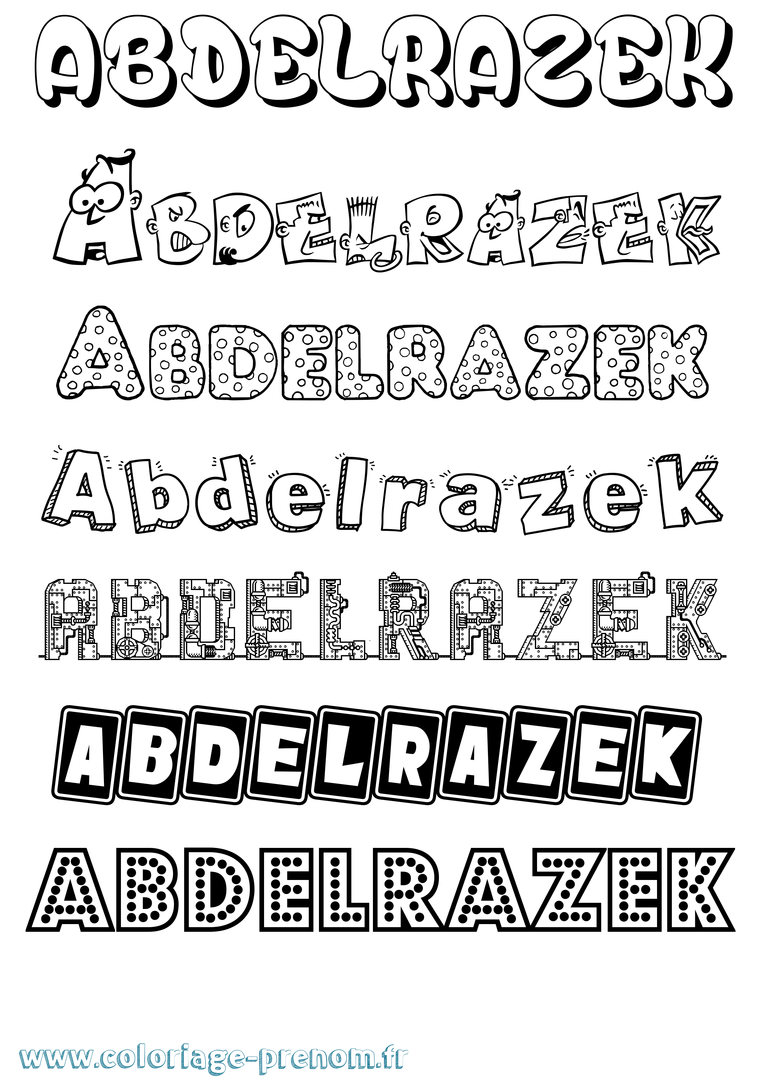 Coloriage prénom Abdelrazek Fun