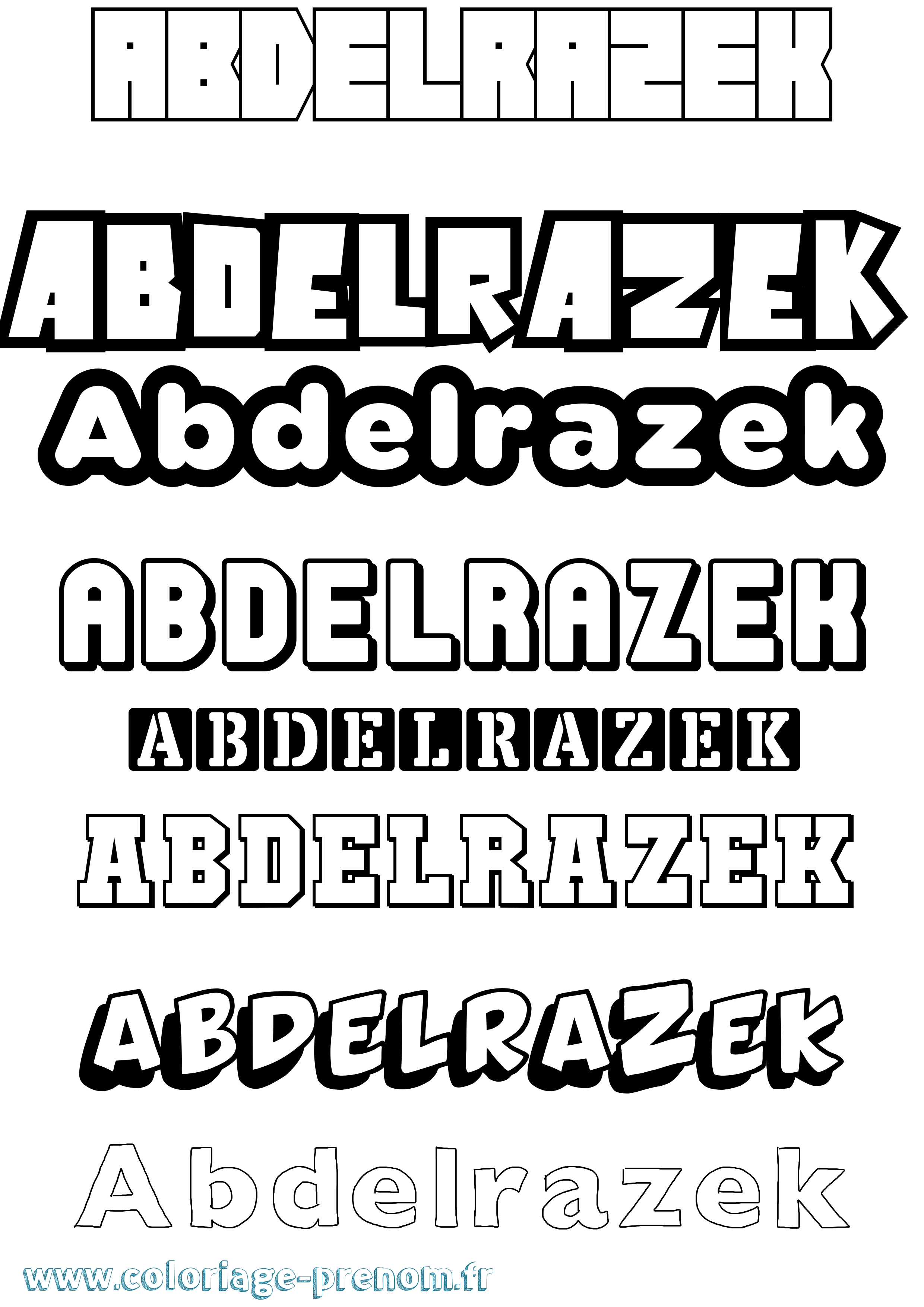 Coloriage prénom Abdelrazek Simple