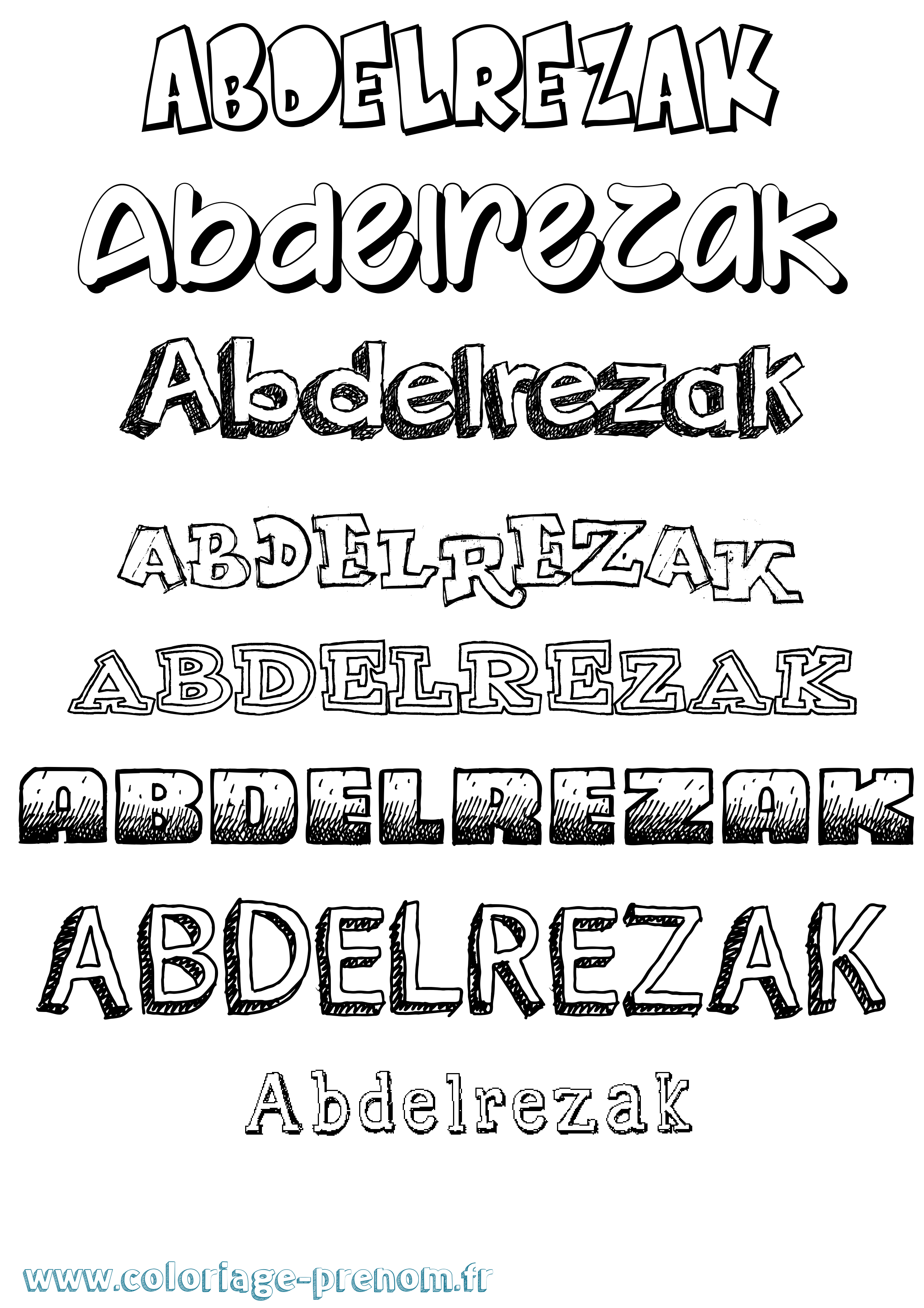 Coloriage prénom Abdelrezak Dessiné