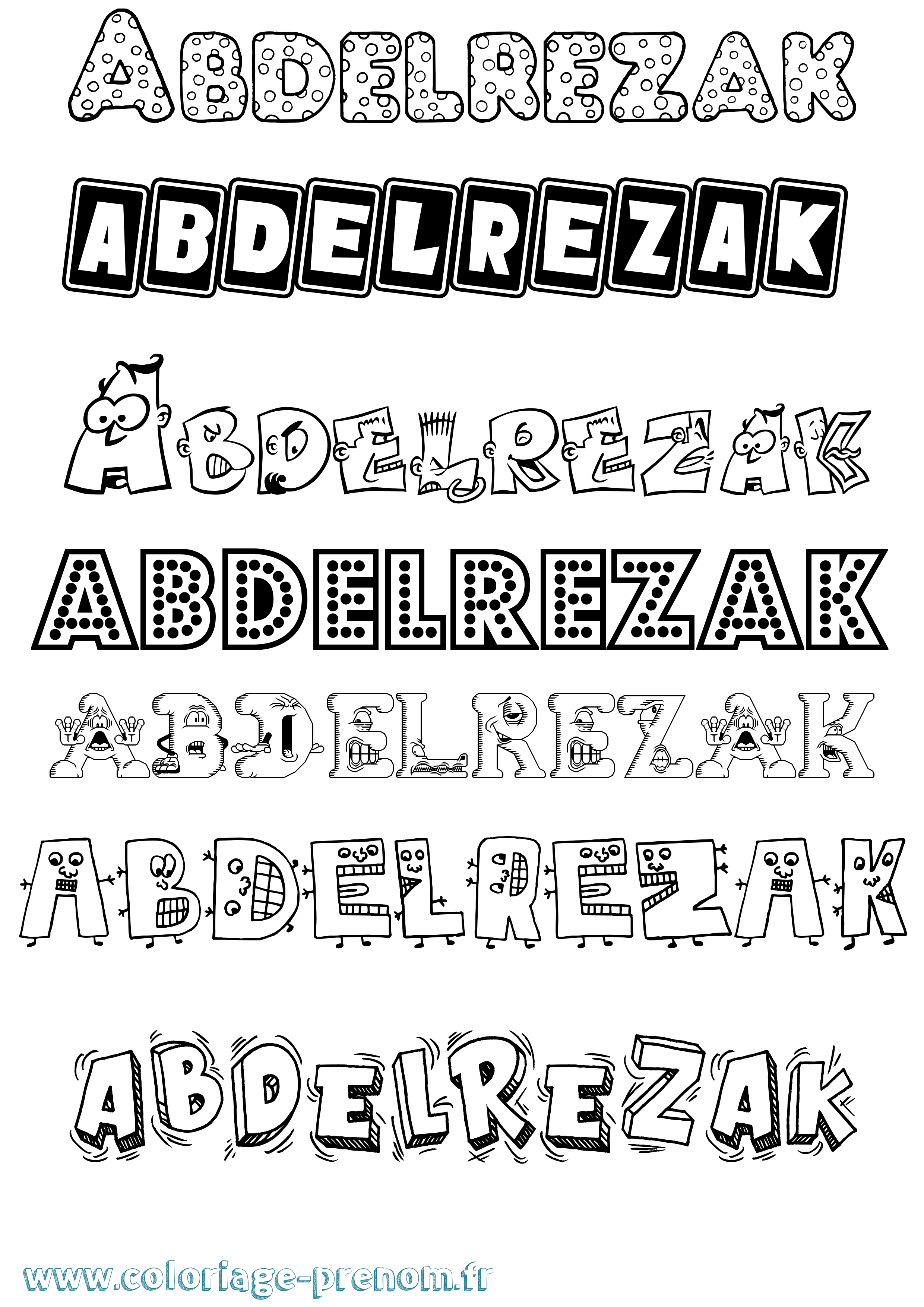 Coloriage prénom Abdelrezak Fun