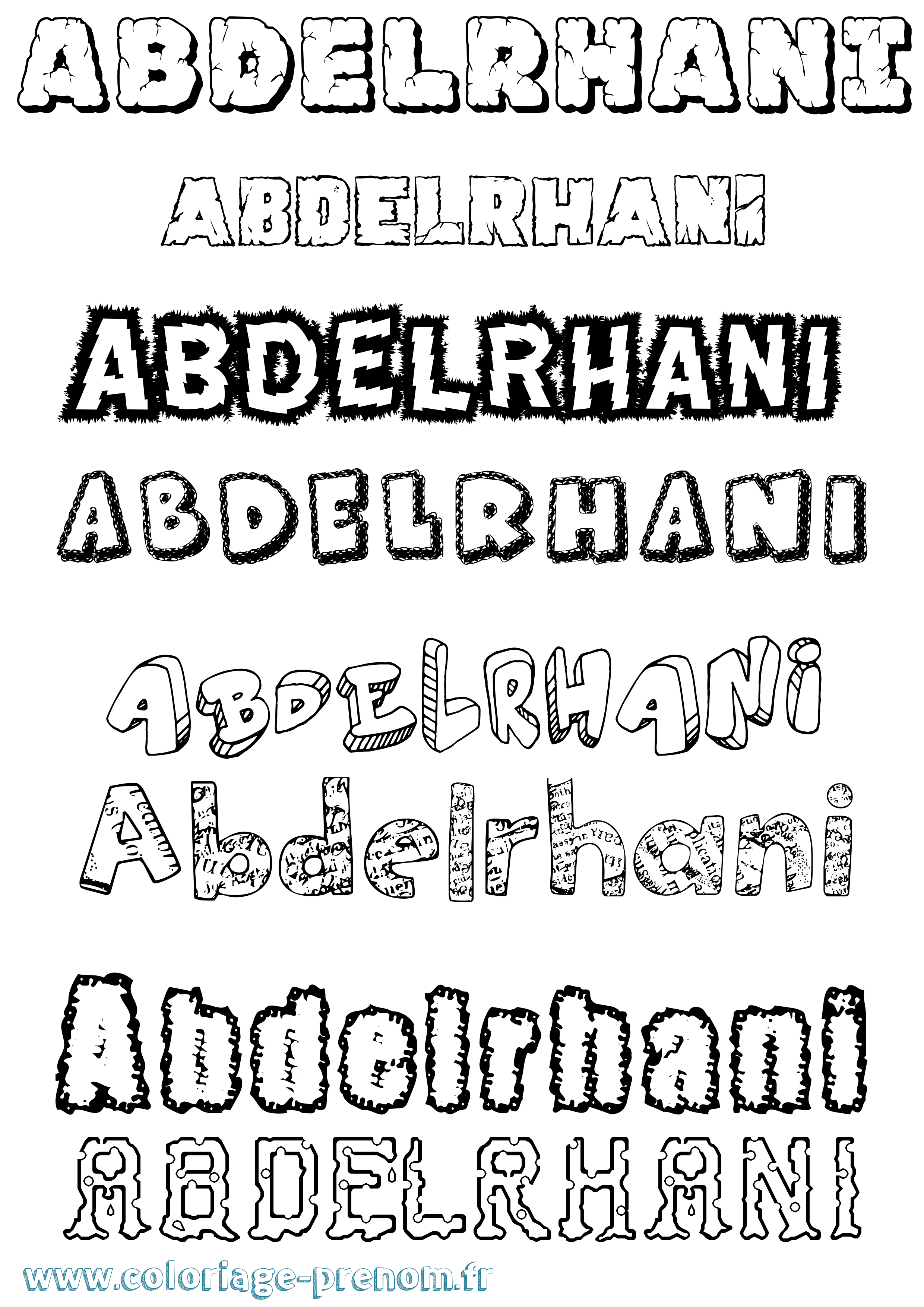 Coloriage prénom Abdelrhani Destructuré