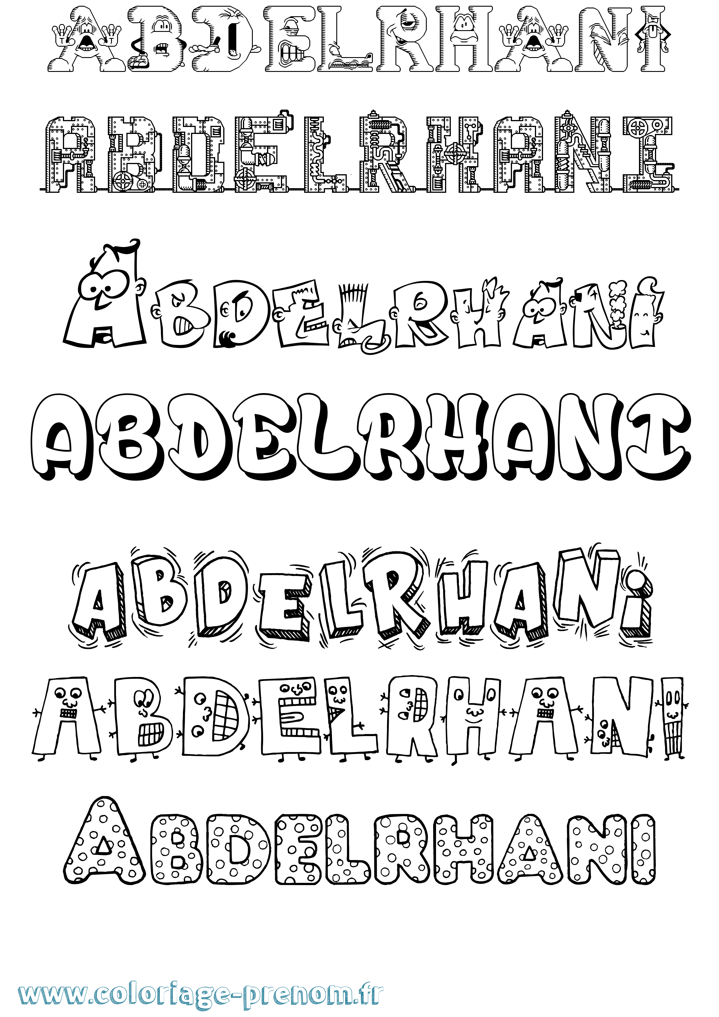 Coloriage prénom Abdelrhani Fun