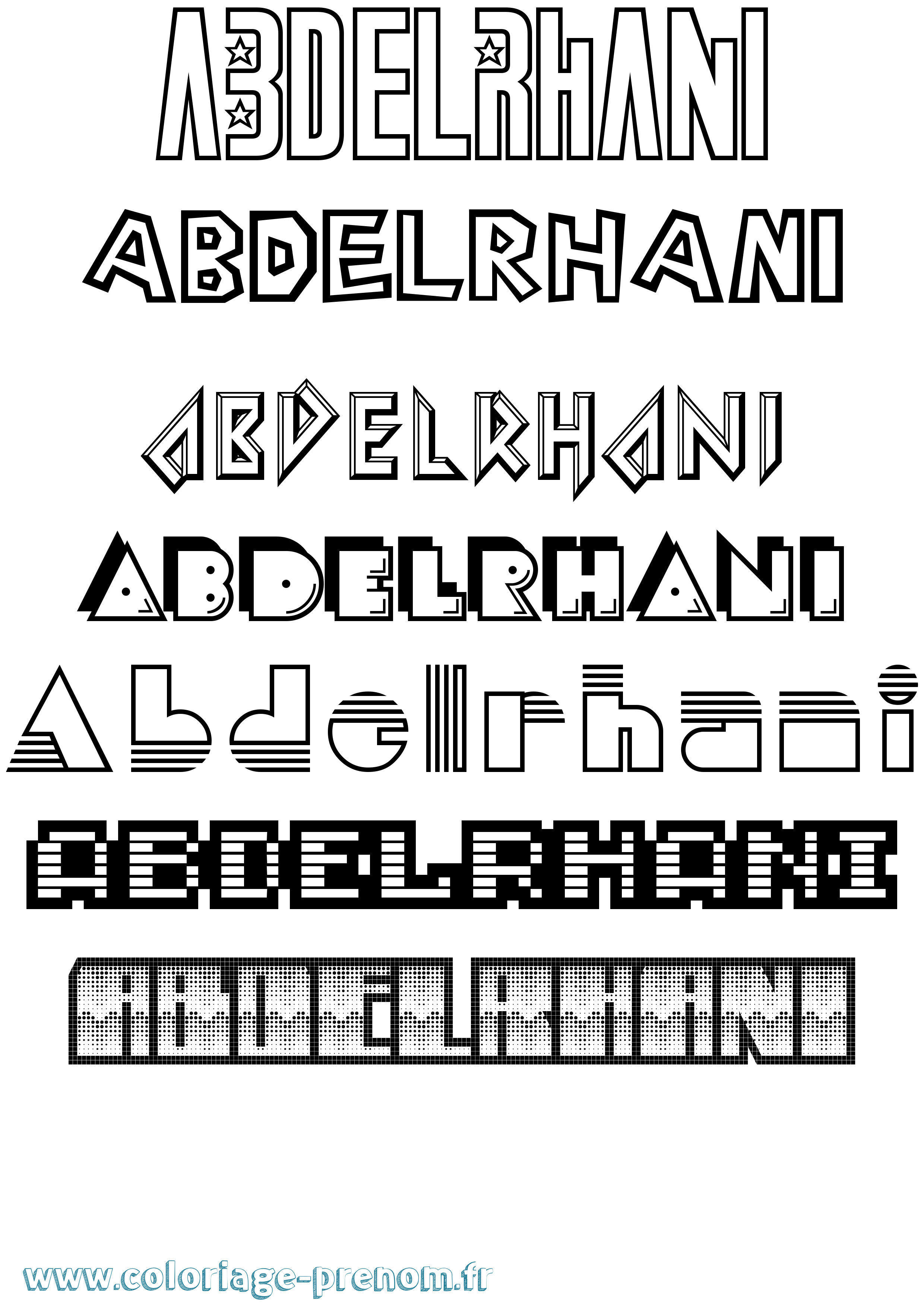Coloriage prénom Abdelrhani Jeux Vidéos