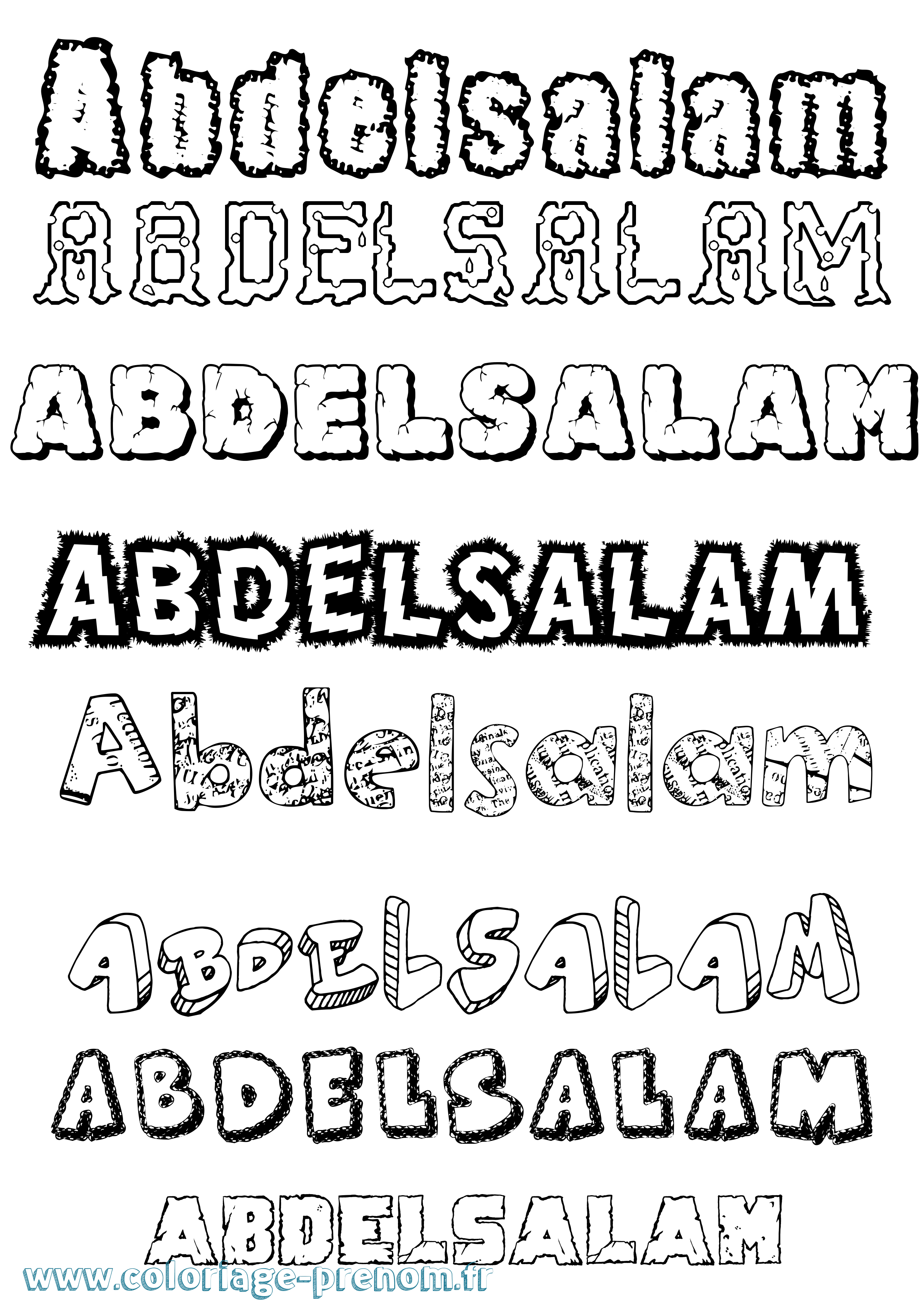 Coloriage prénom Abdelsalam Destructuré