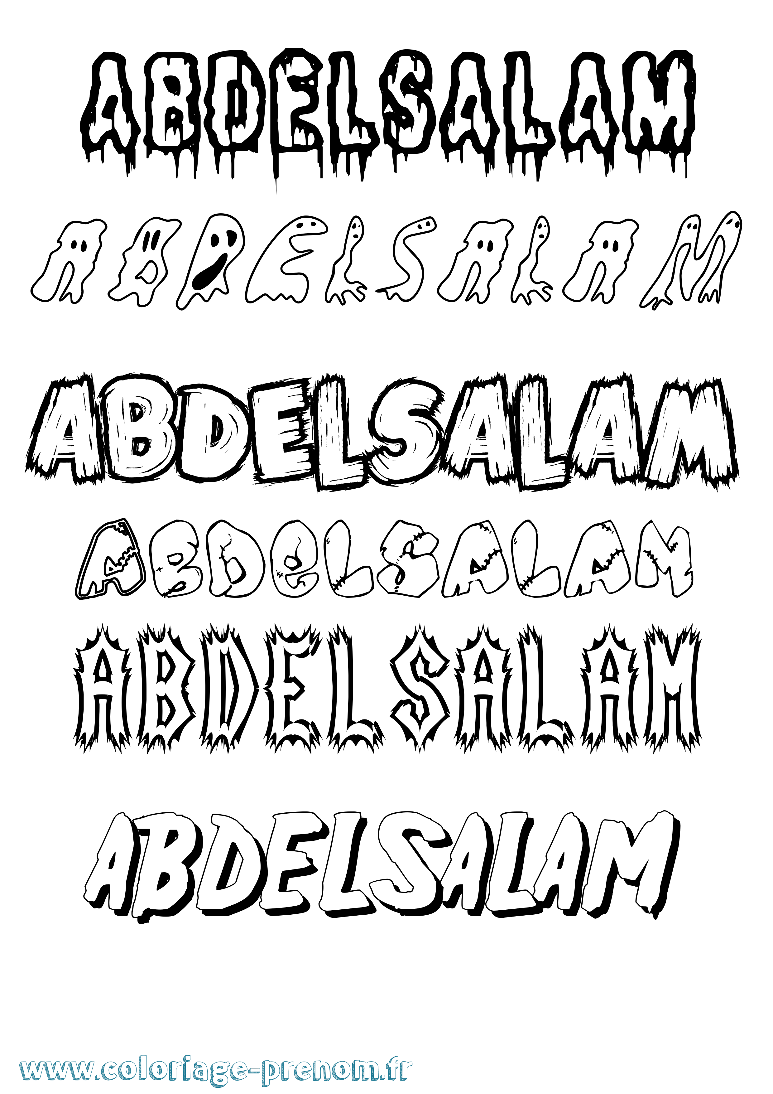 Coloriage prénom Abdelsalam Frisson