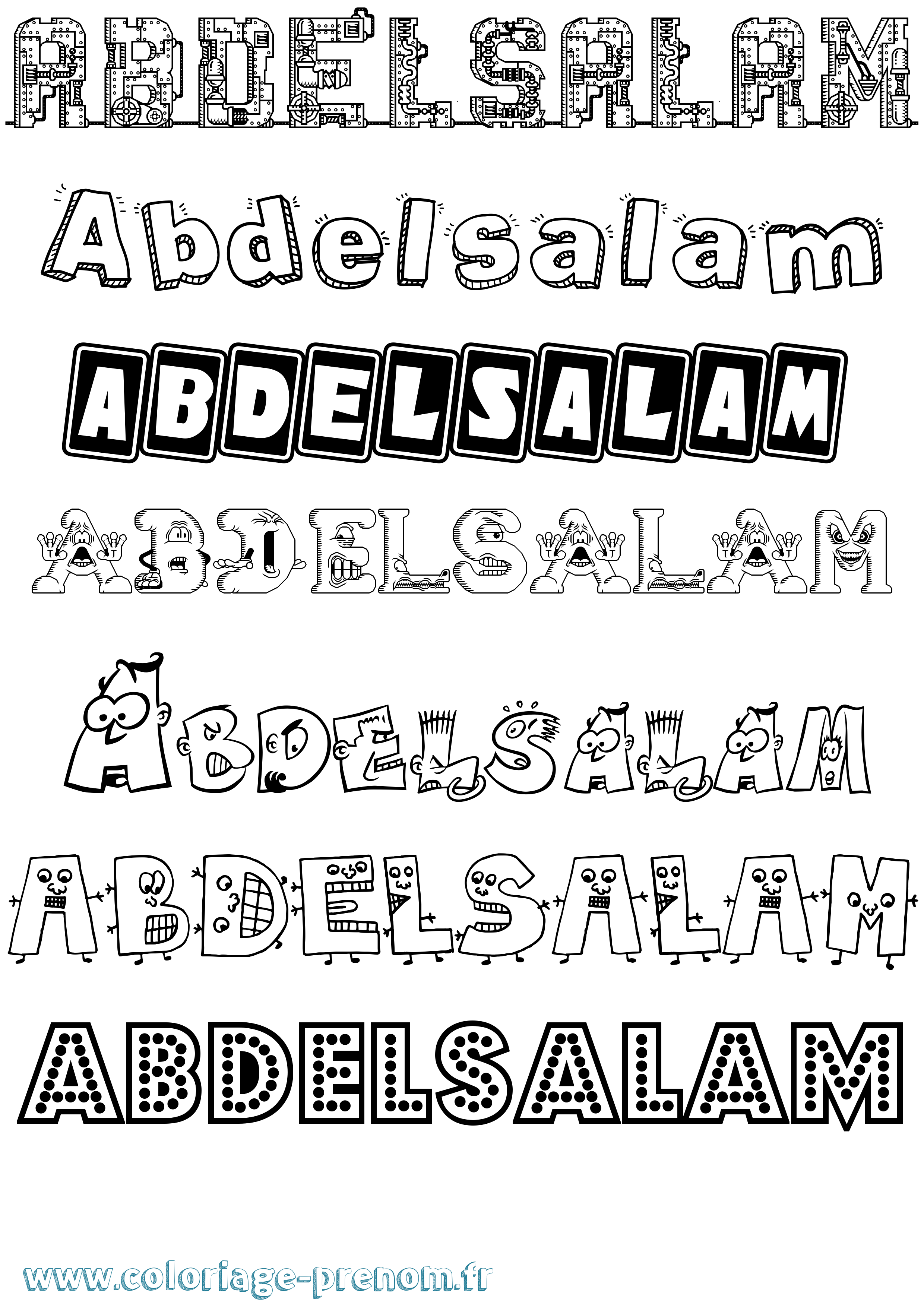 Coloriage prénom Abdelsalam Fun