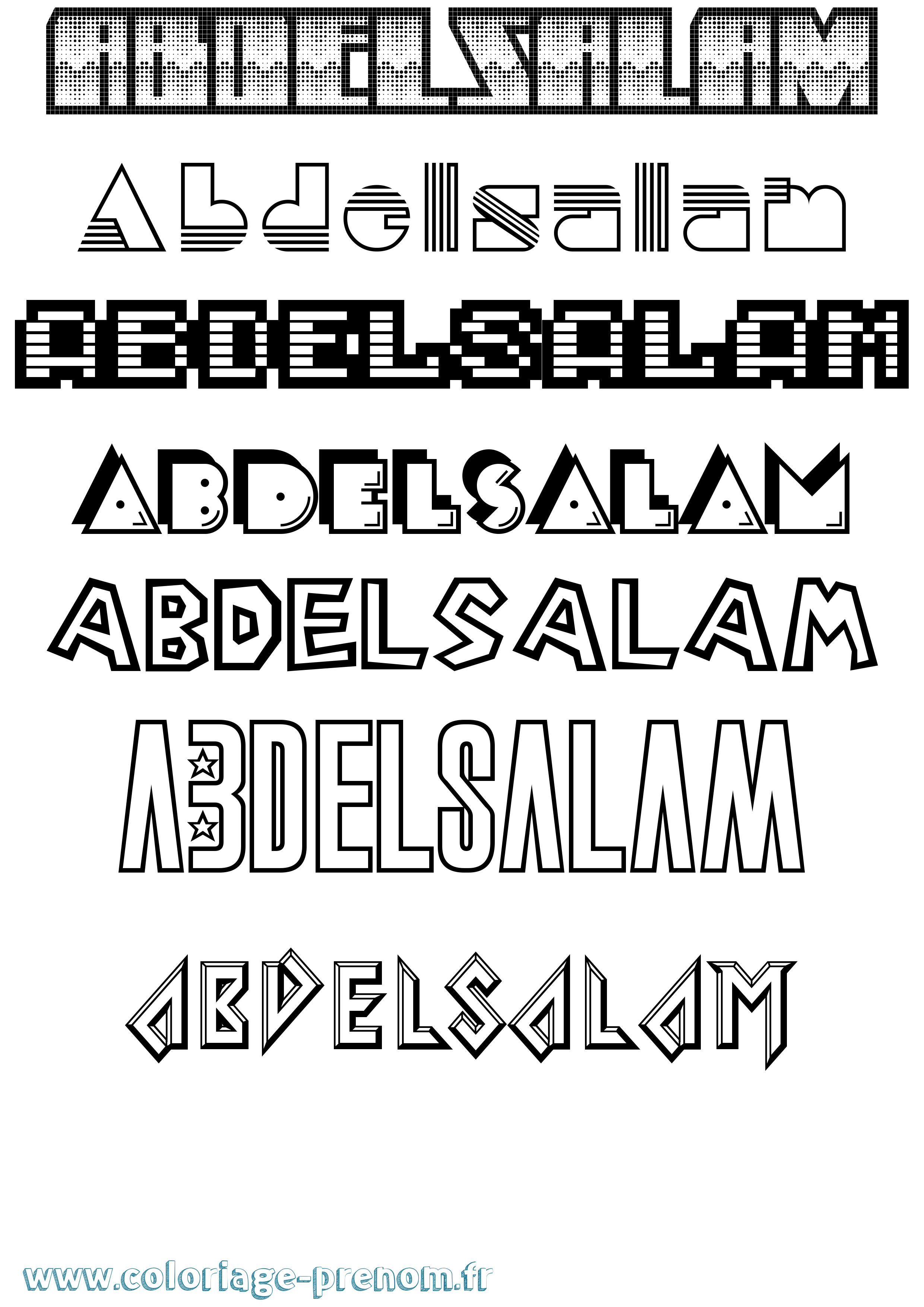 Coloriage prénom Abdelsalam Jeux Vidéos