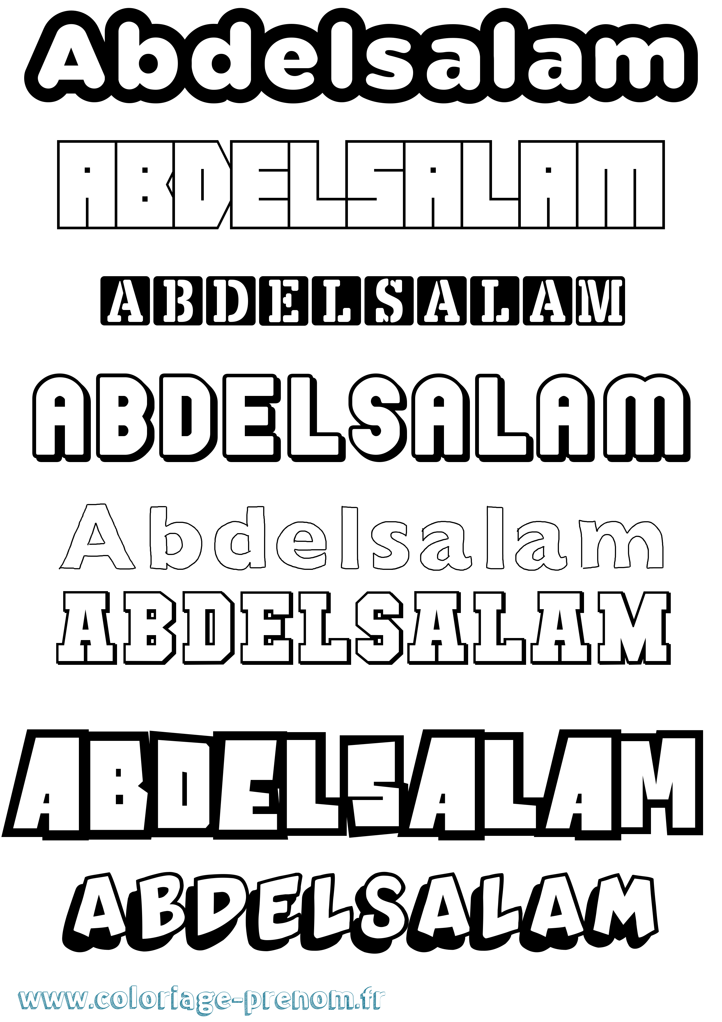 Coloriage prénom Abdelsalam Simple