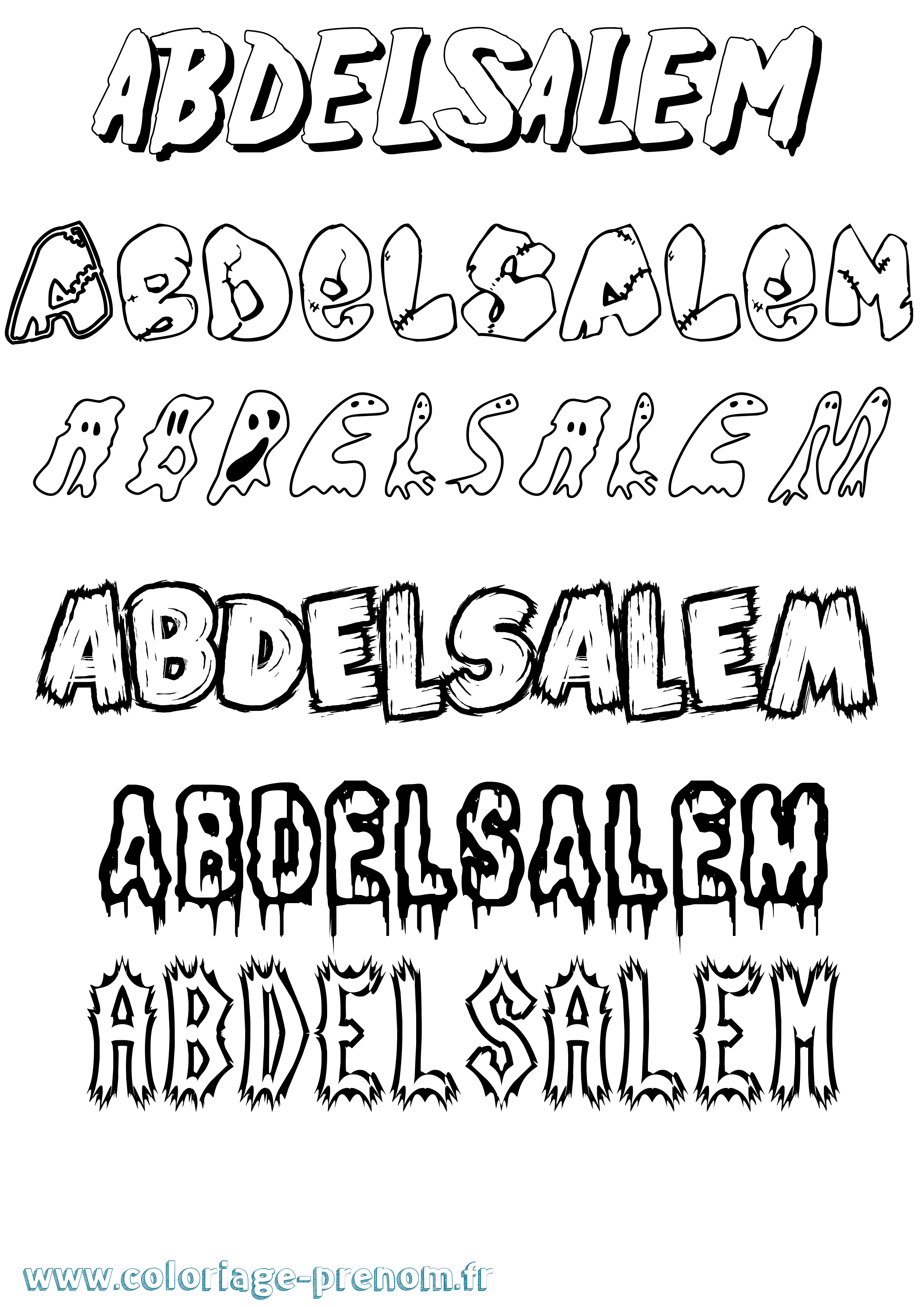 Coloriage prénom Abdelsalem Frisson