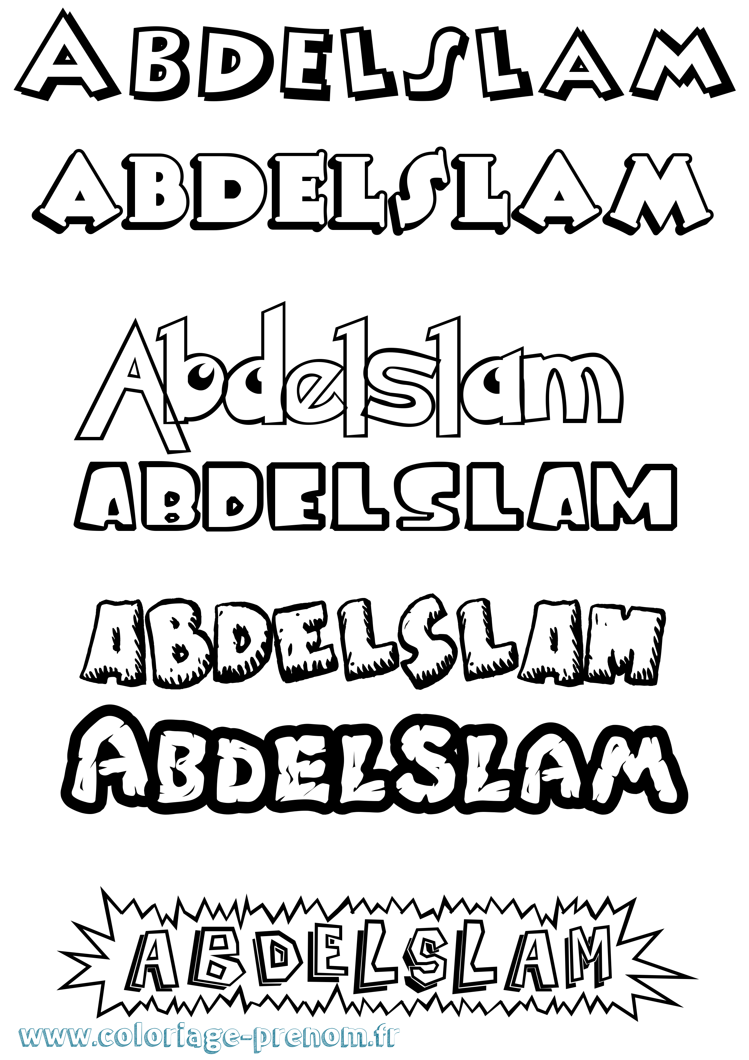 Coloriage prénom Abdelslam Dessin Animé