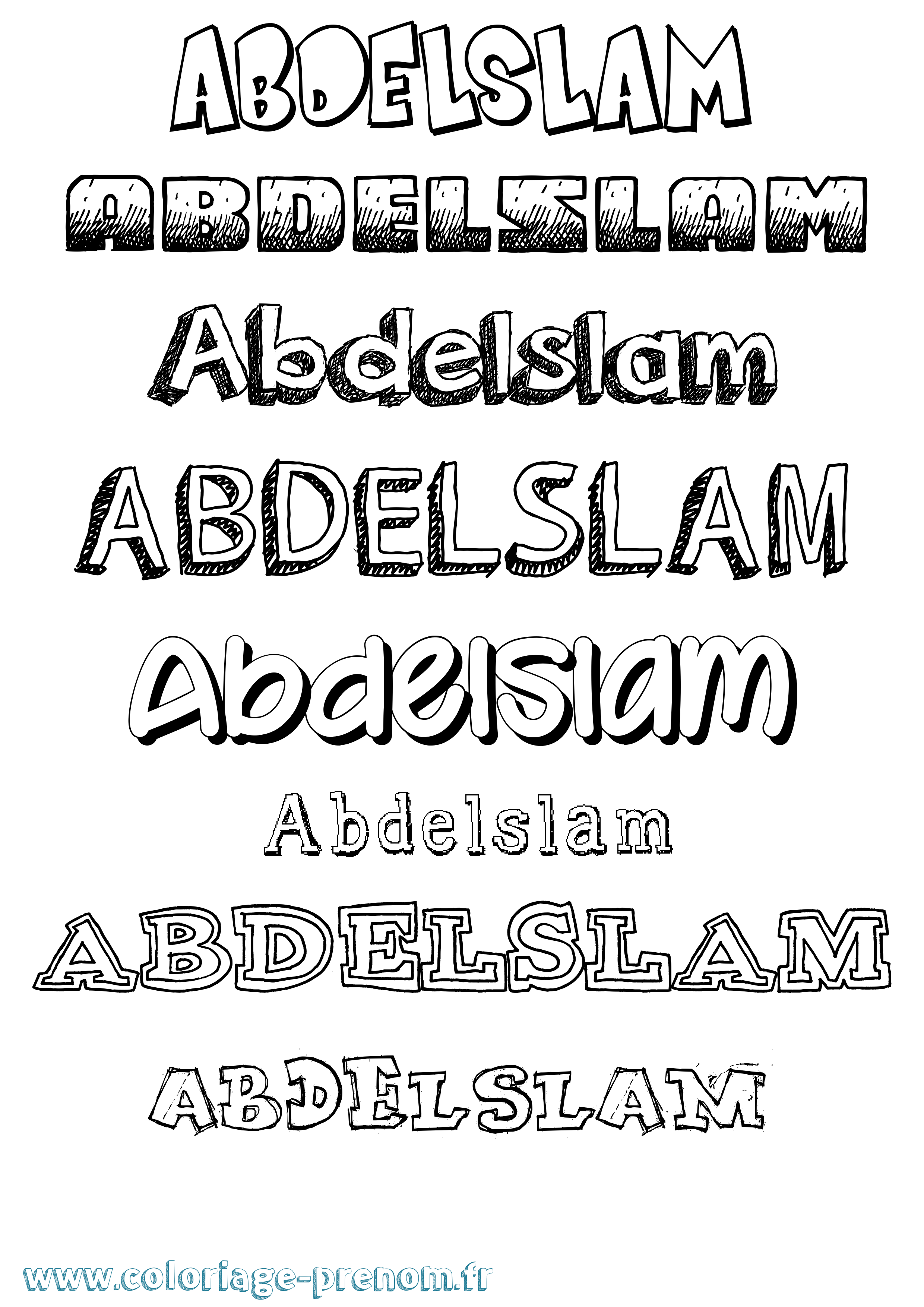 Coloriage prénom Abdelslam Dessiné