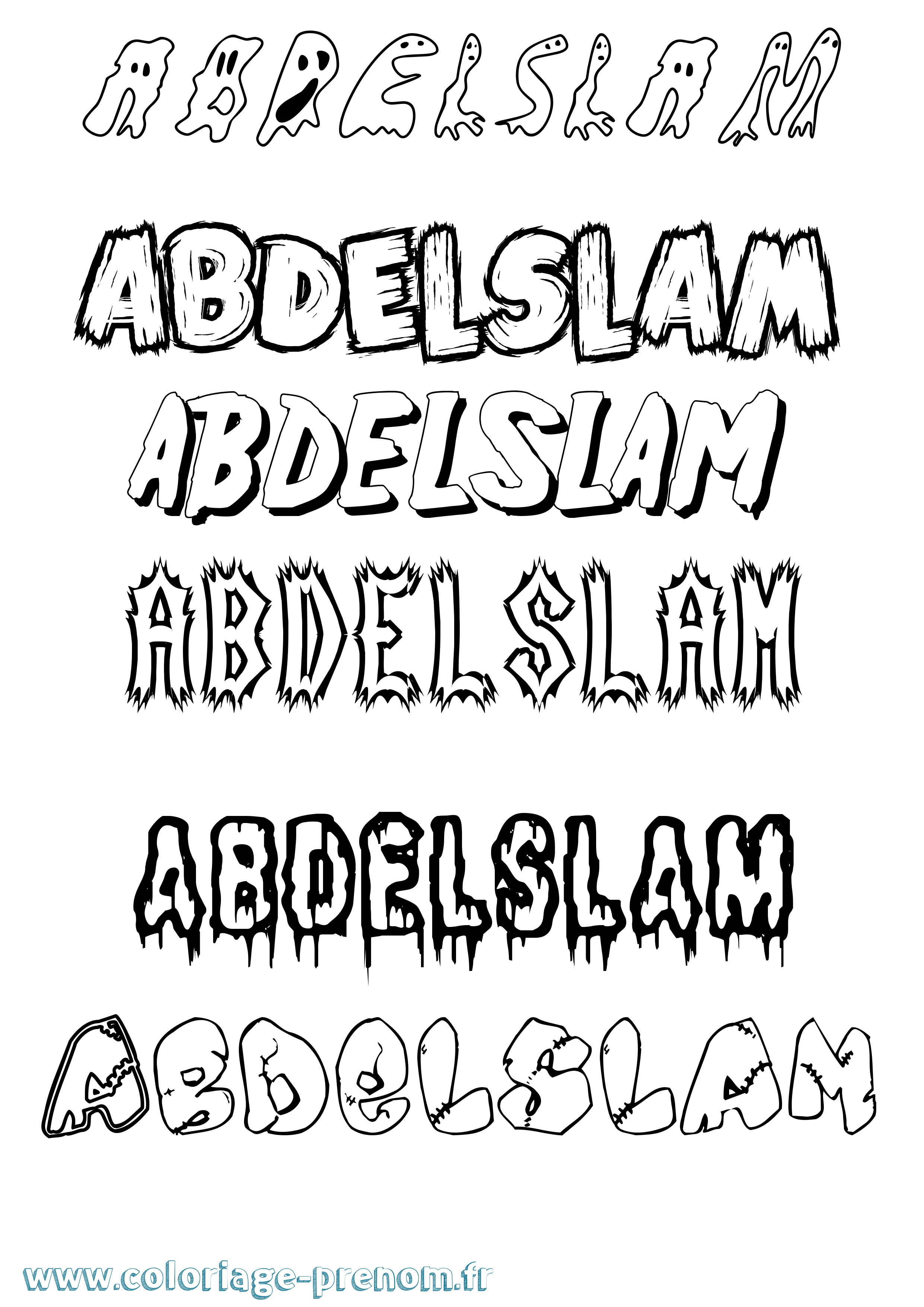Coloriage prénom Abdelslam Frisson