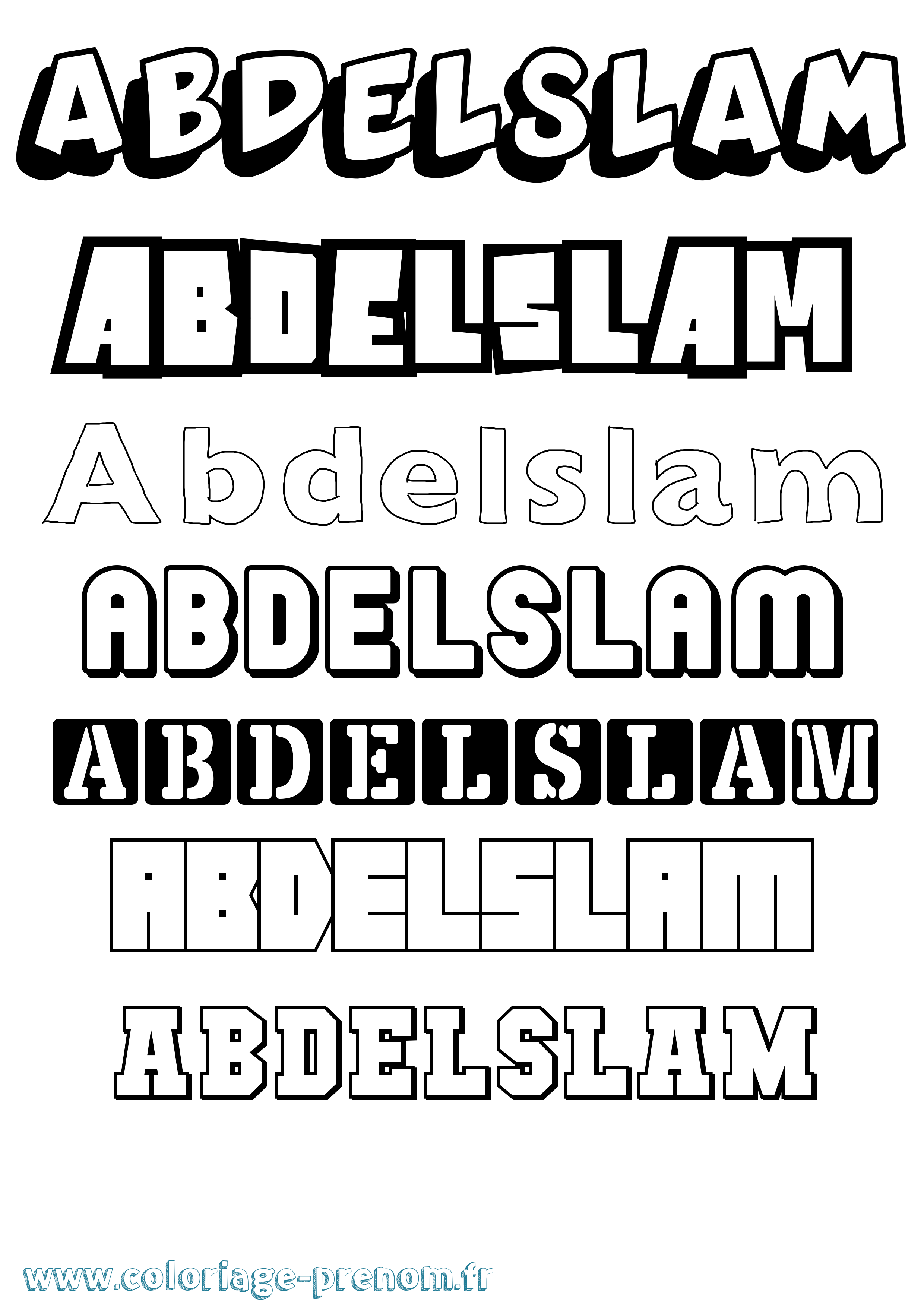 Coloriage prénom Abdelslam Simple