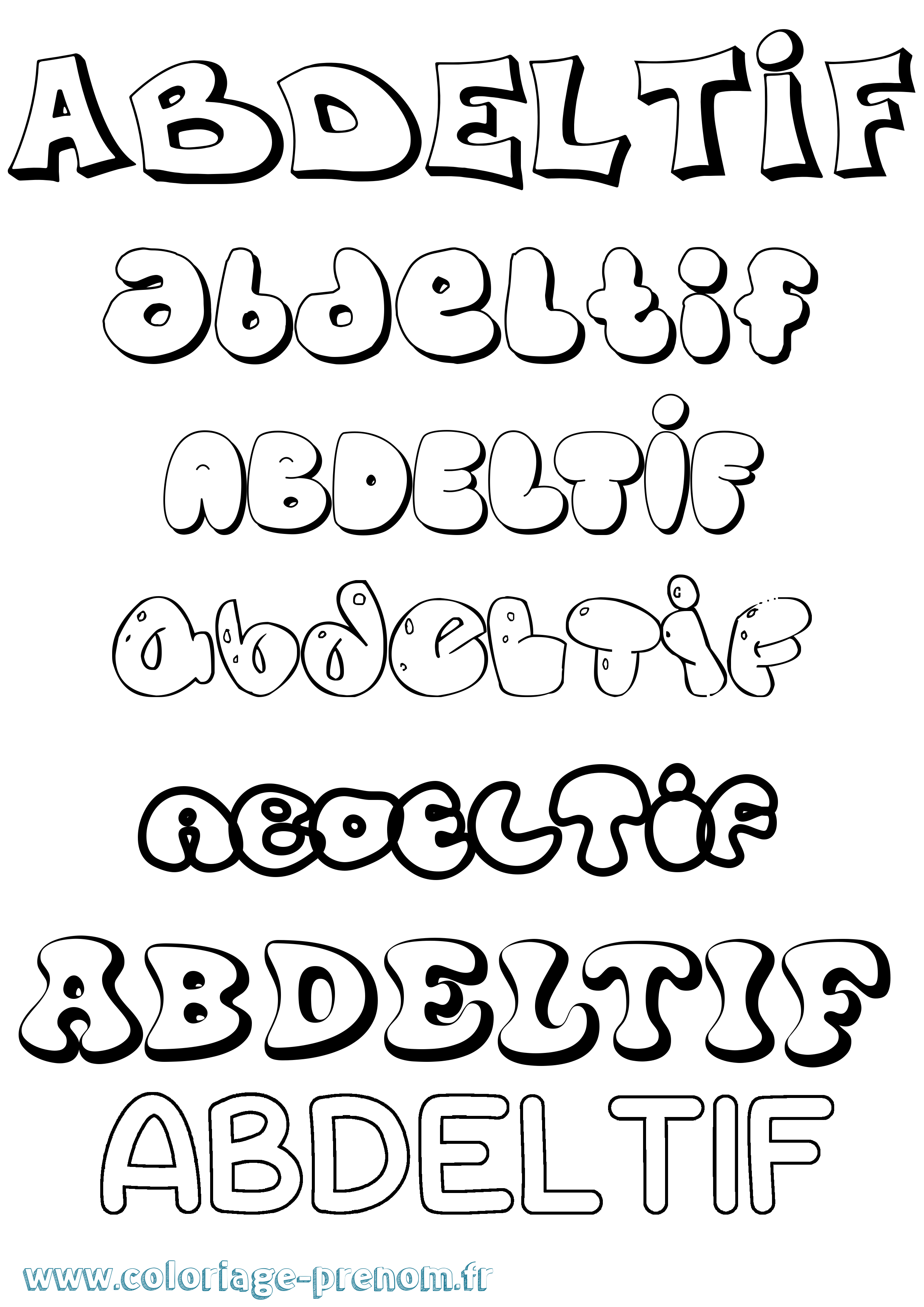 Coloriage Abdeltif Bubble Coloriage prénom Abdeltif Bubble