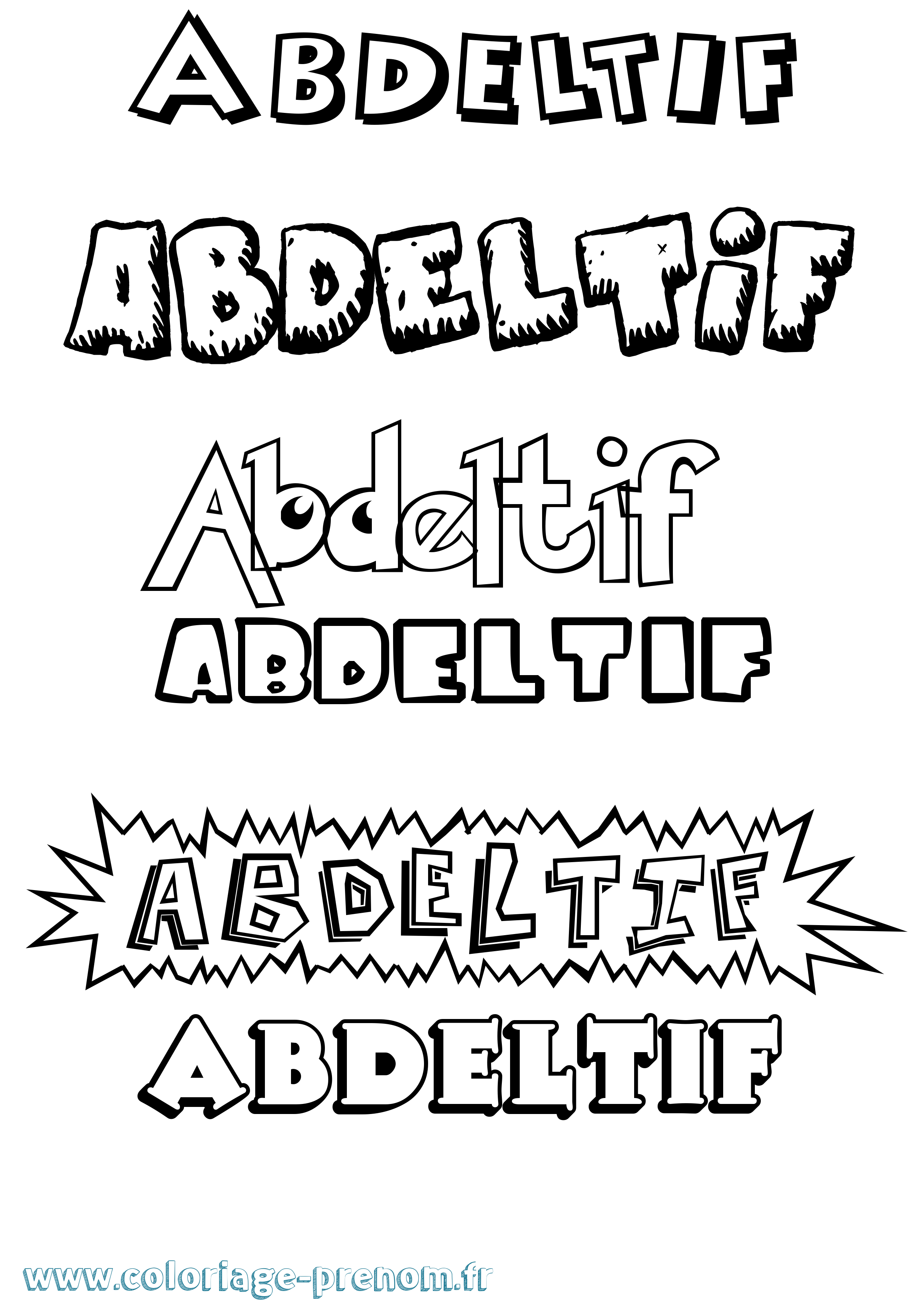 Coloriage Abdeltif Dessin Animé Coloriage prénom Abdeltif Dessin Animé