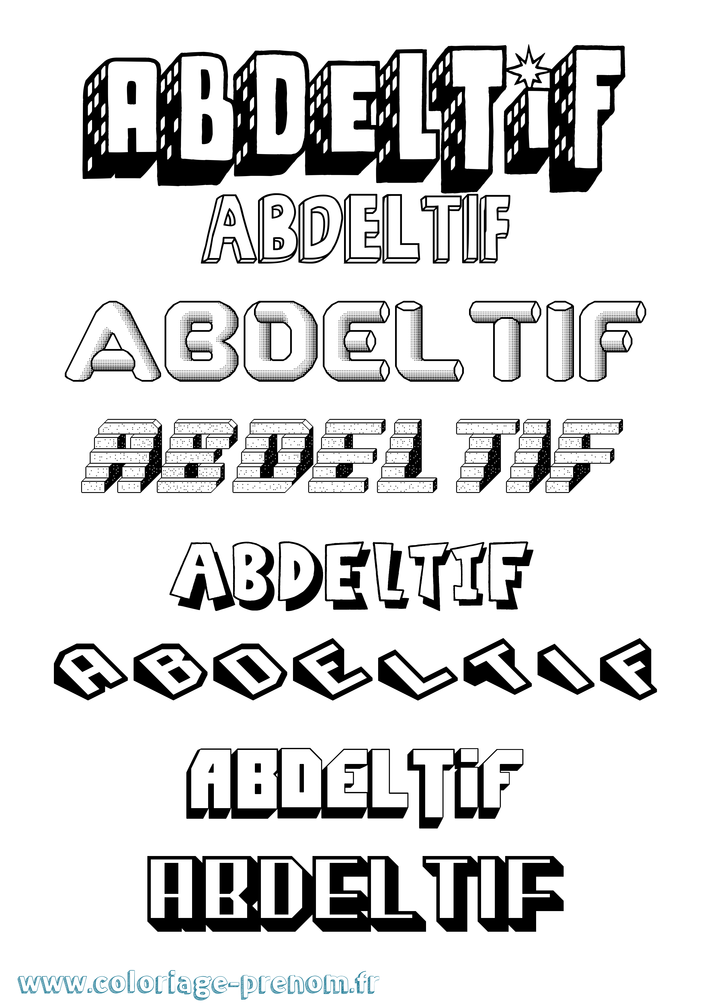 Coloriage Abdeltif Effet 3D Coloriage prénom Abdeltif Effet 3D