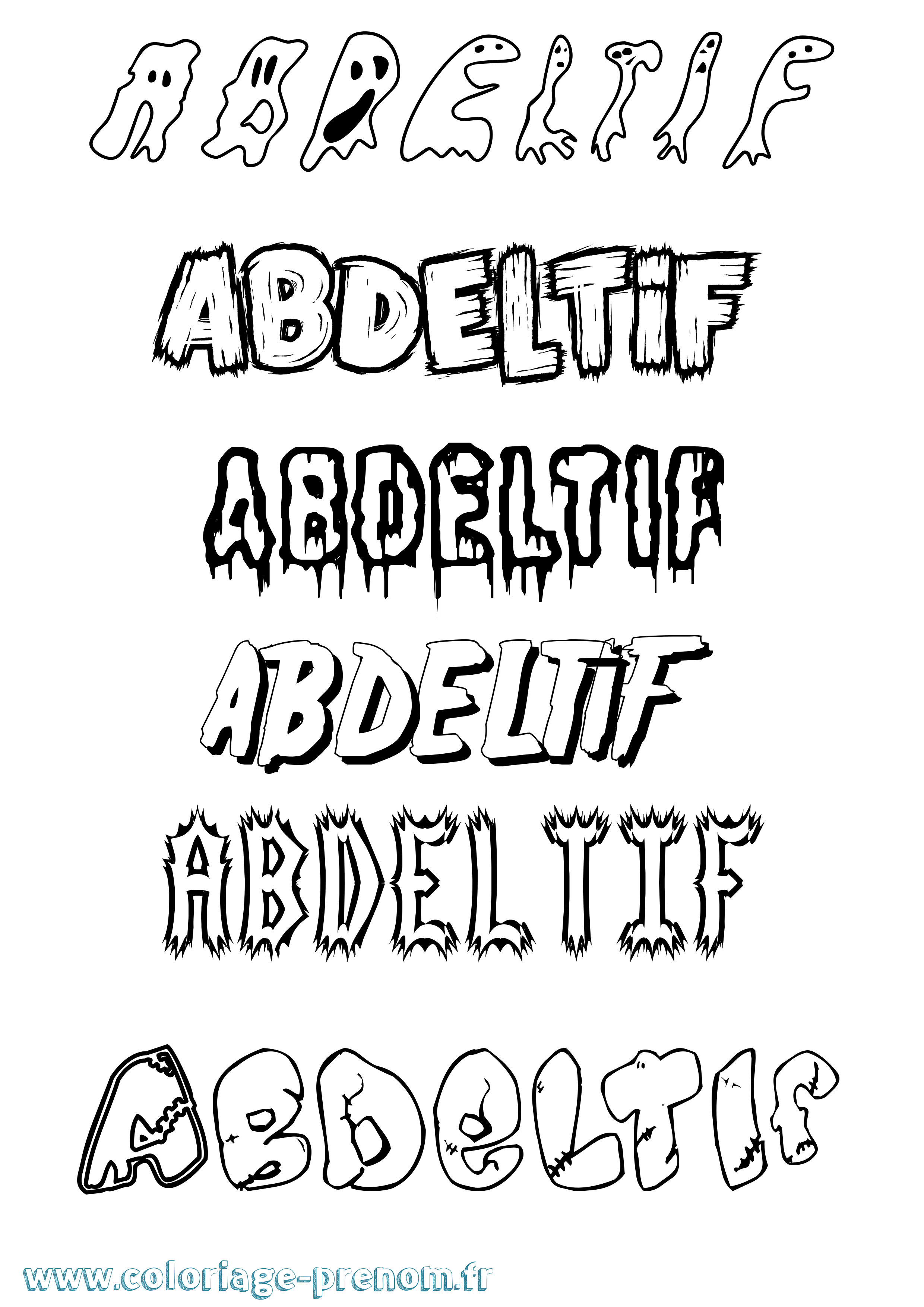 Coloriage Abdeltif Frisson Coloriage prénom Abdeltif Frisson