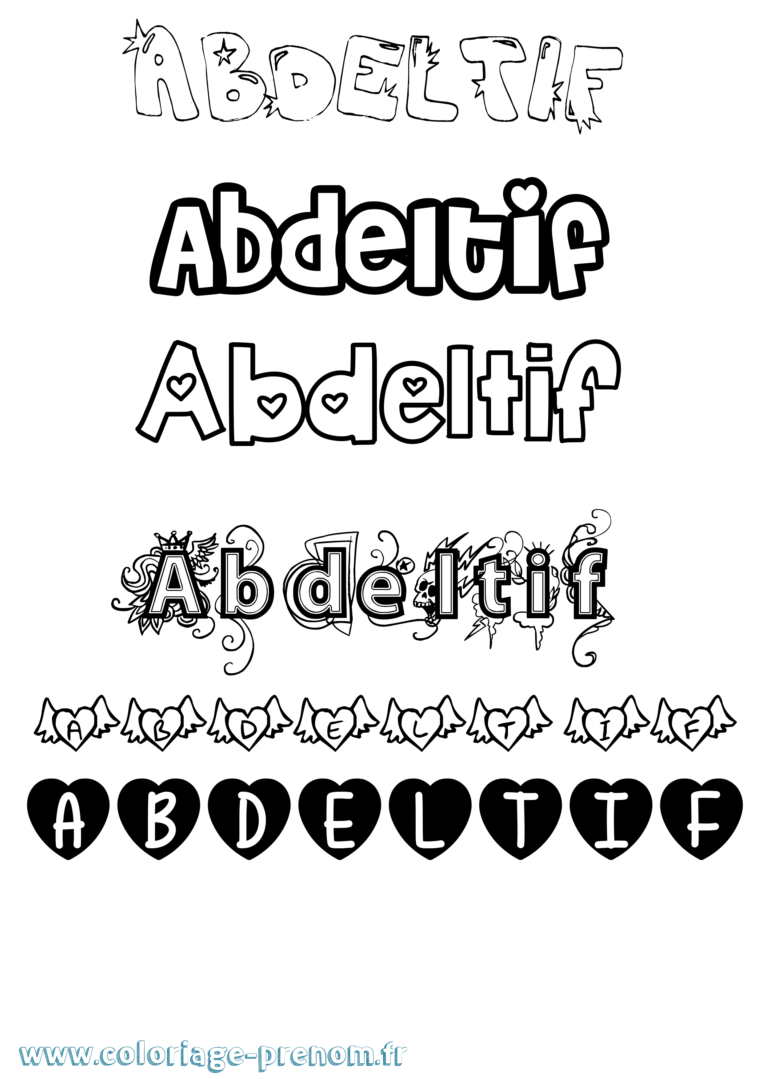 Coloriage Abdeltif Girly Coloriage prénom Abdeltif Girly