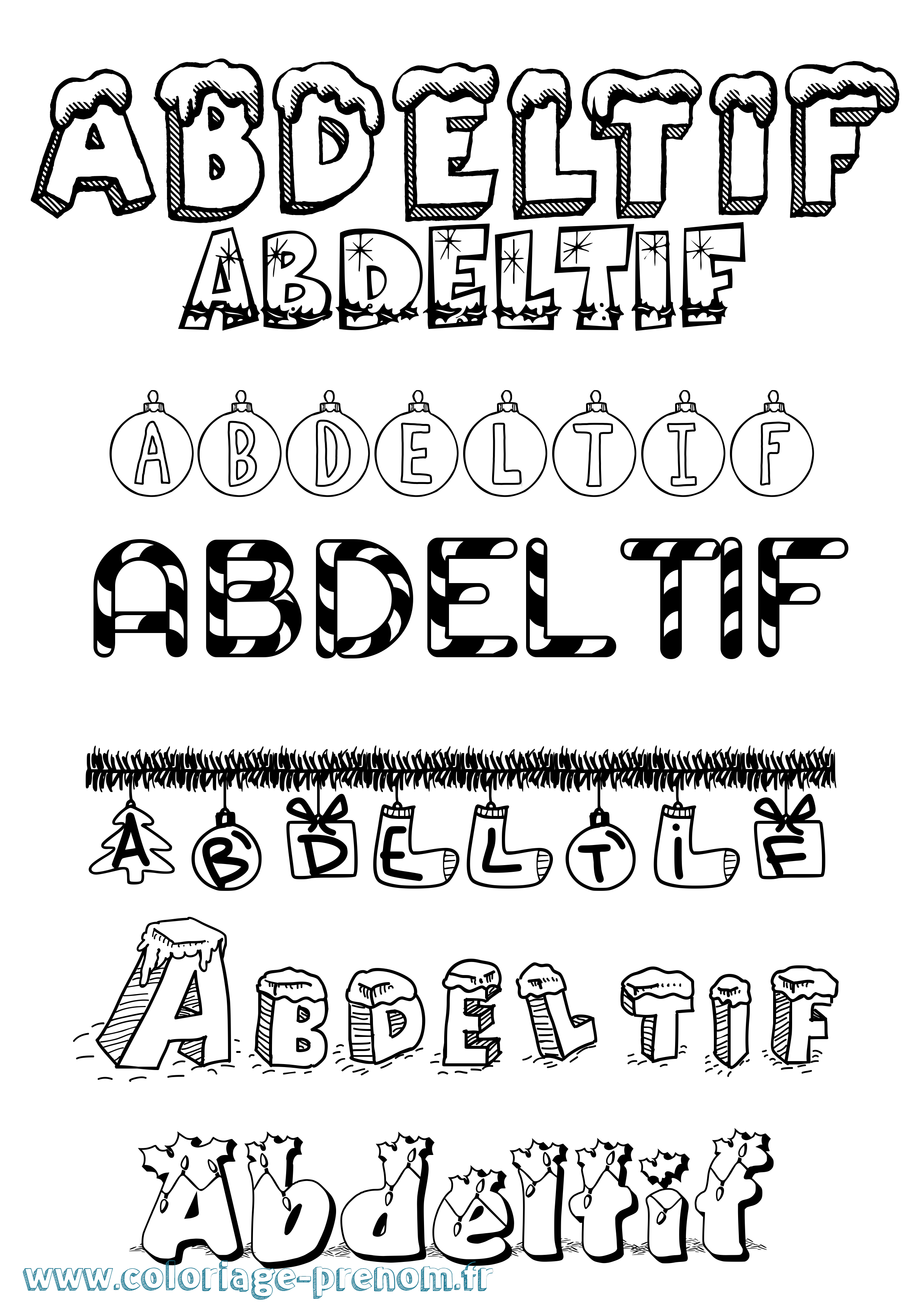 Coloriage Abdeltif Noël Coloriage prénom Abdeltif Noël