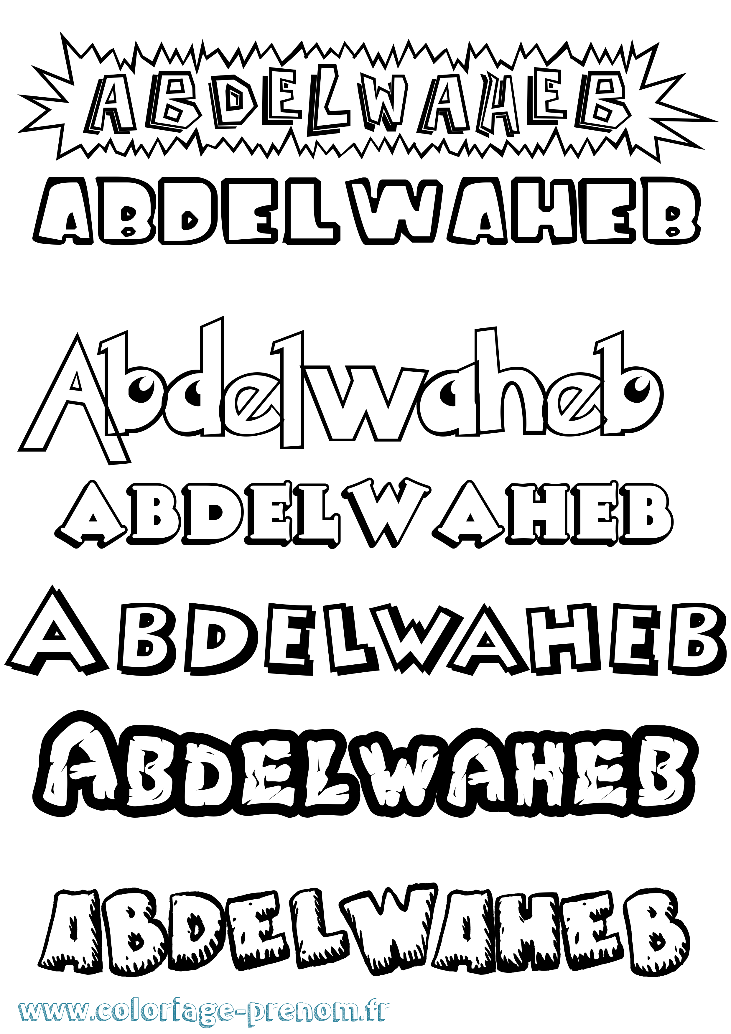 Coloriage prénom Abdelwaheb Dessin Animé