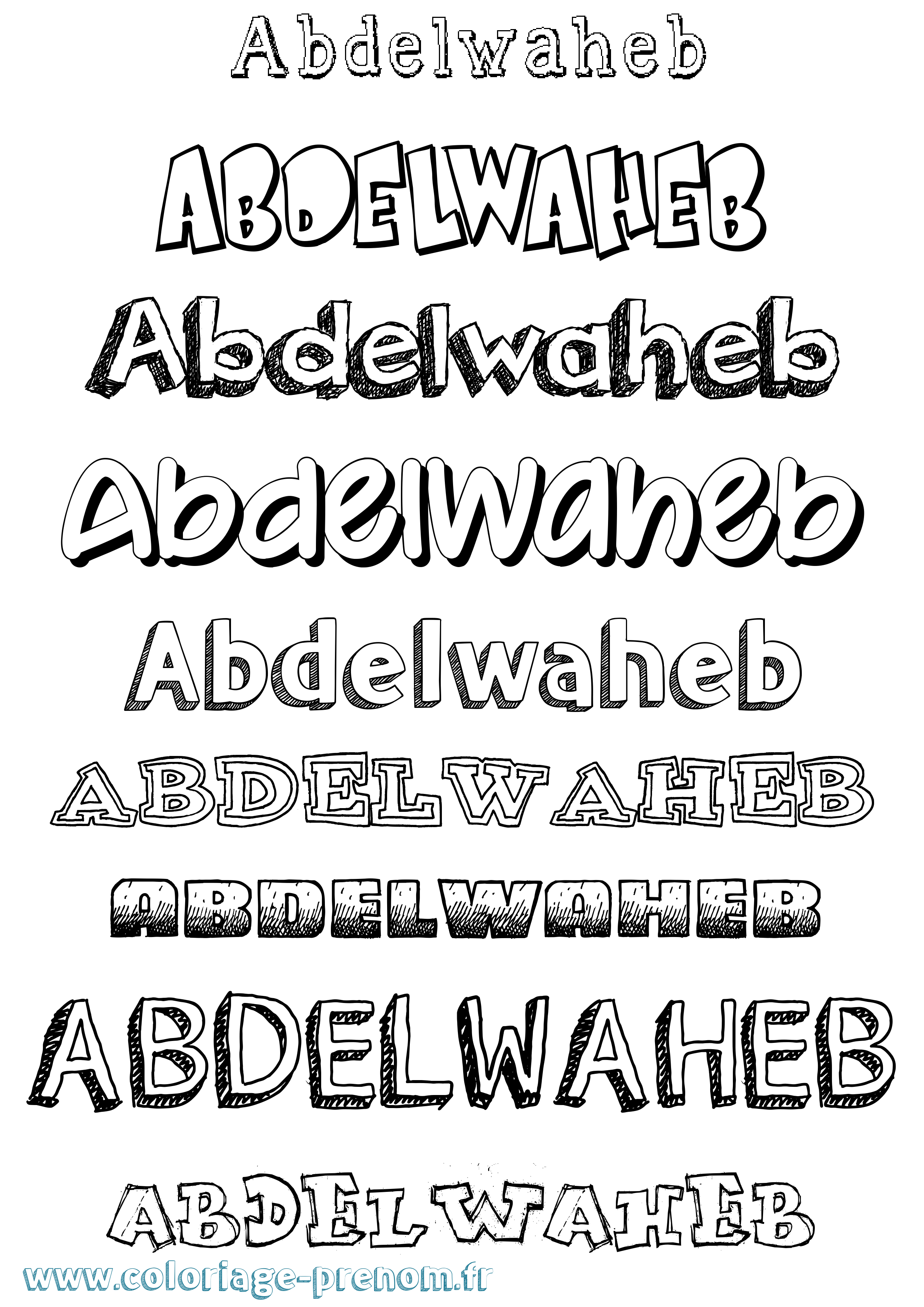 Coloriage prénom Abdelwaheb Dessiné