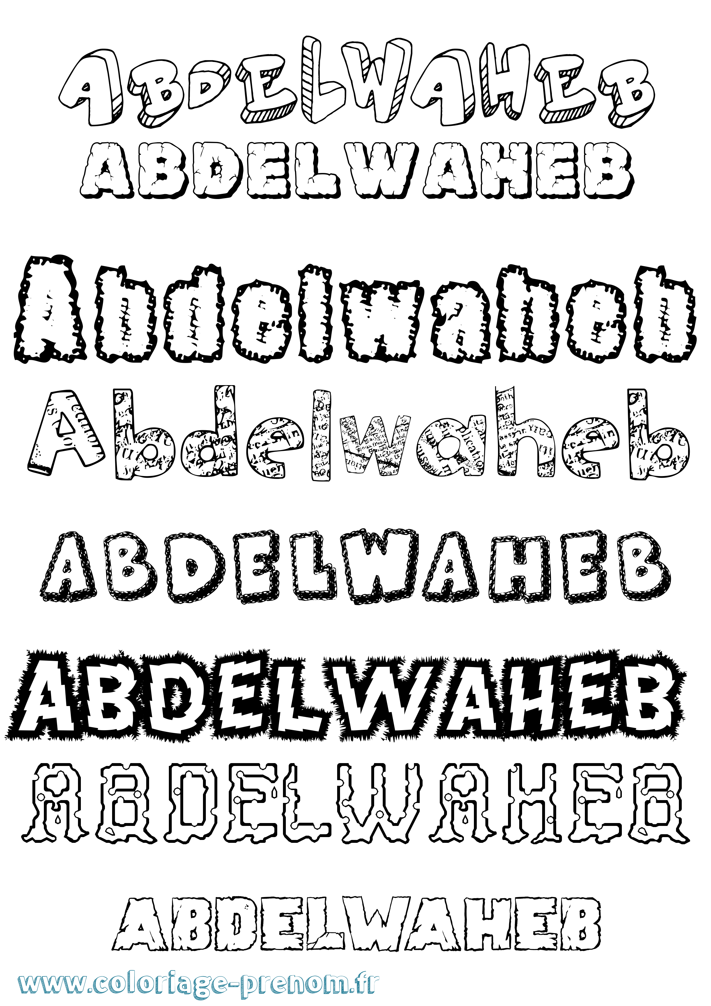 Coloriage prénom Abdelwaheb Destructuré