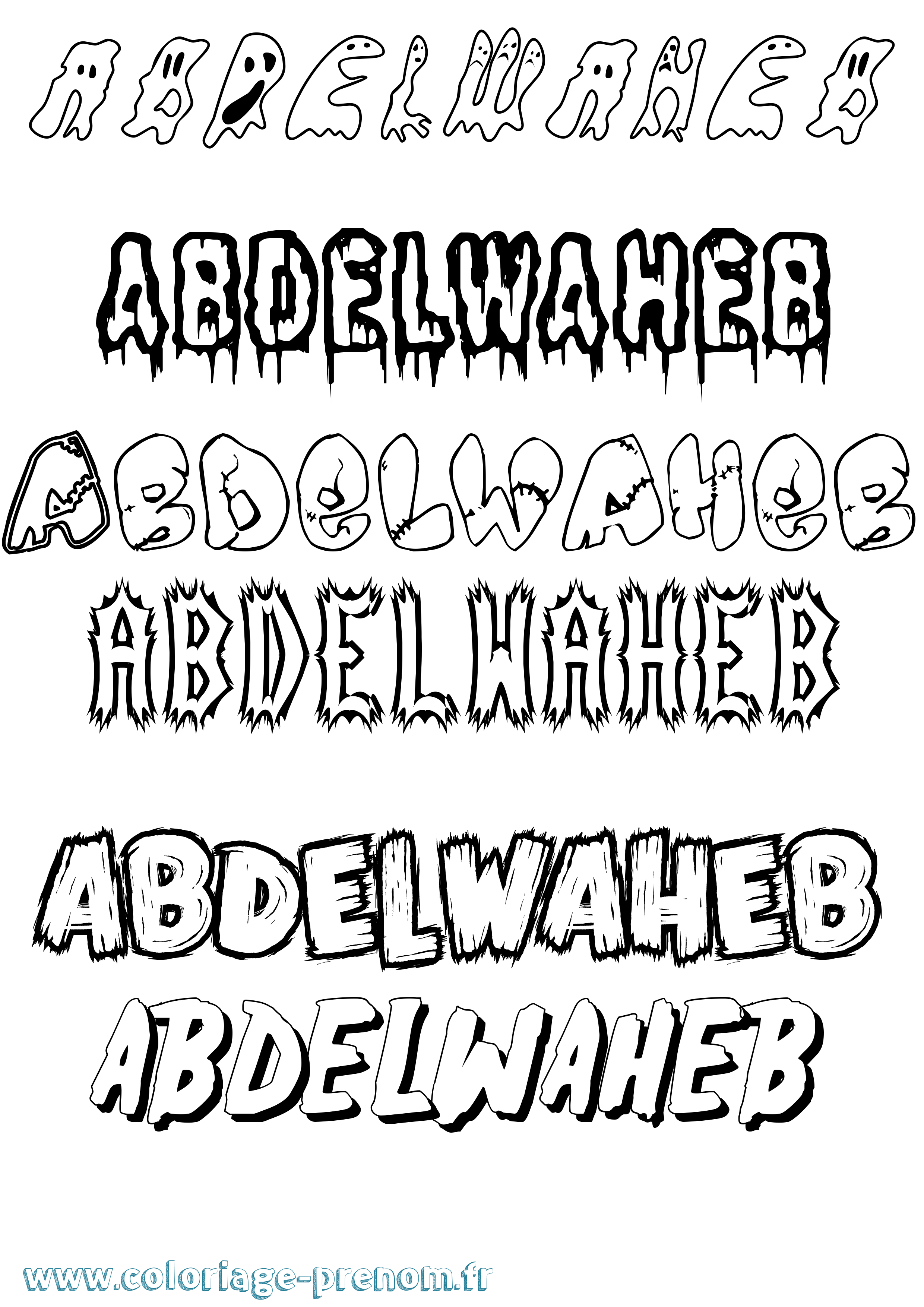 Coloriage prénom Abdelwaheb Frisson