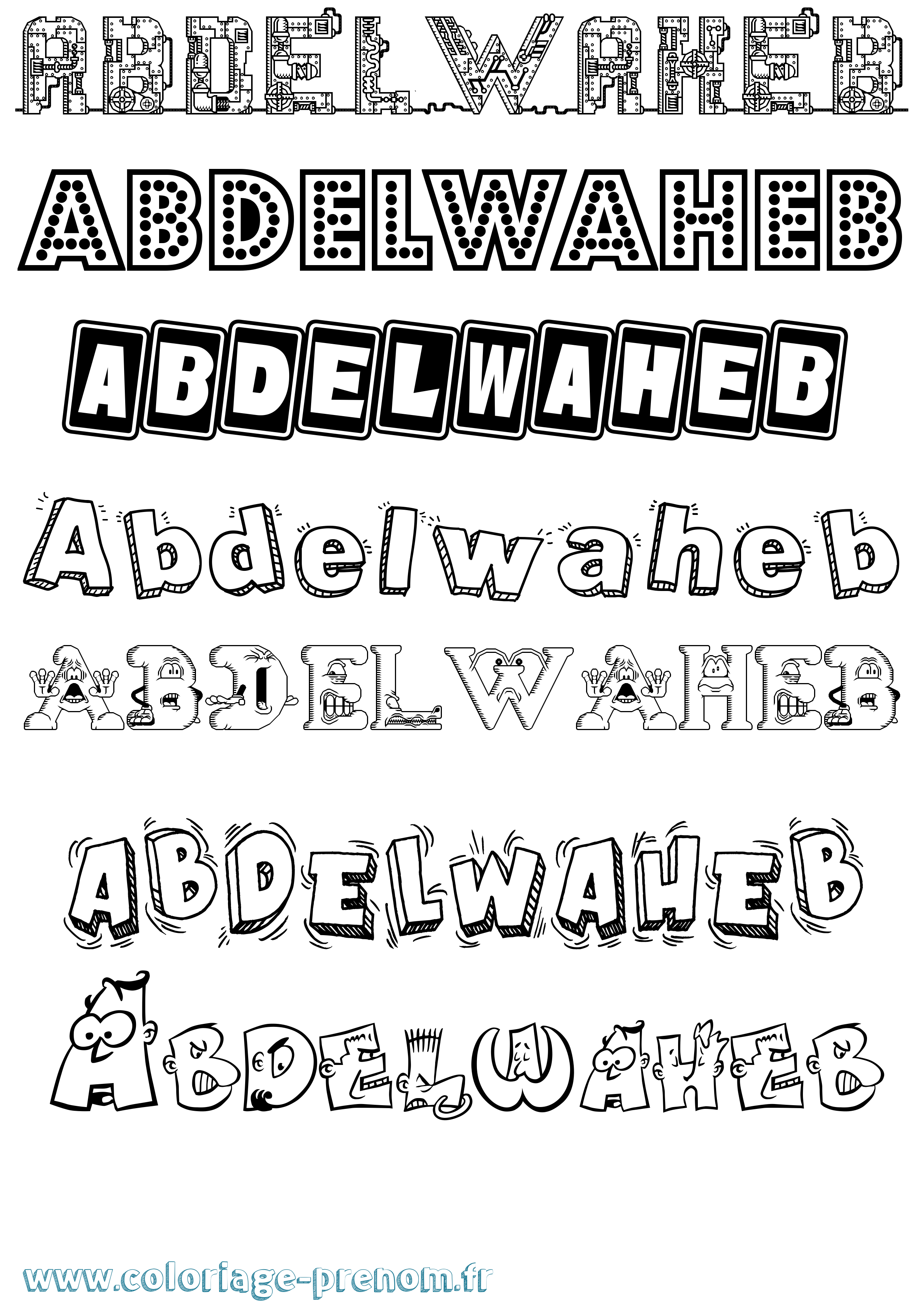 Coloriage prénom Abdelwaheb Fun