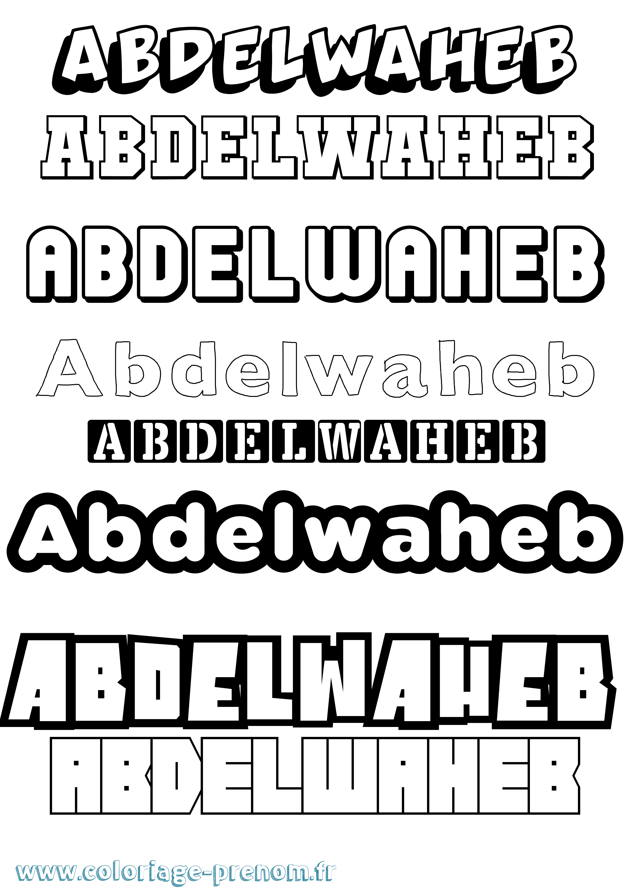 Coloriage prénom Abdelwaheb Simple