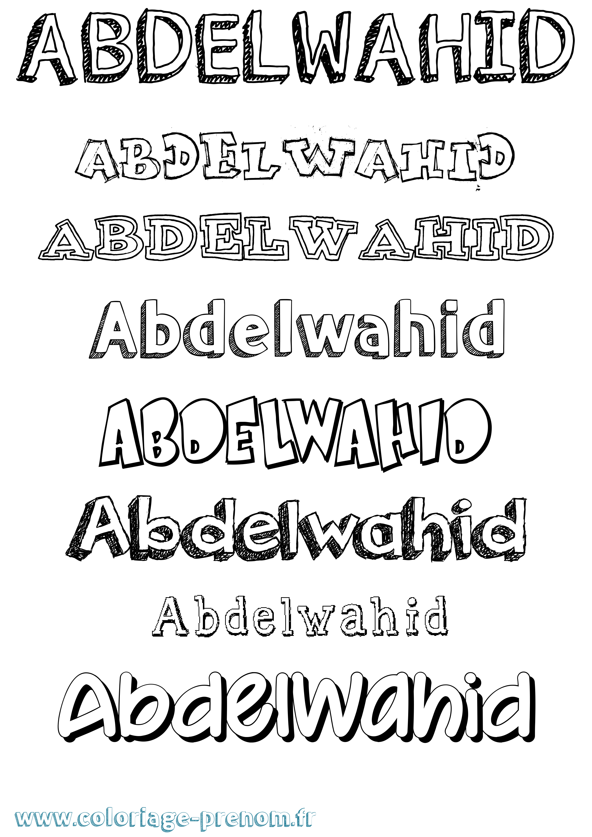 Coloriage prénom Abdelwahid Dessiné