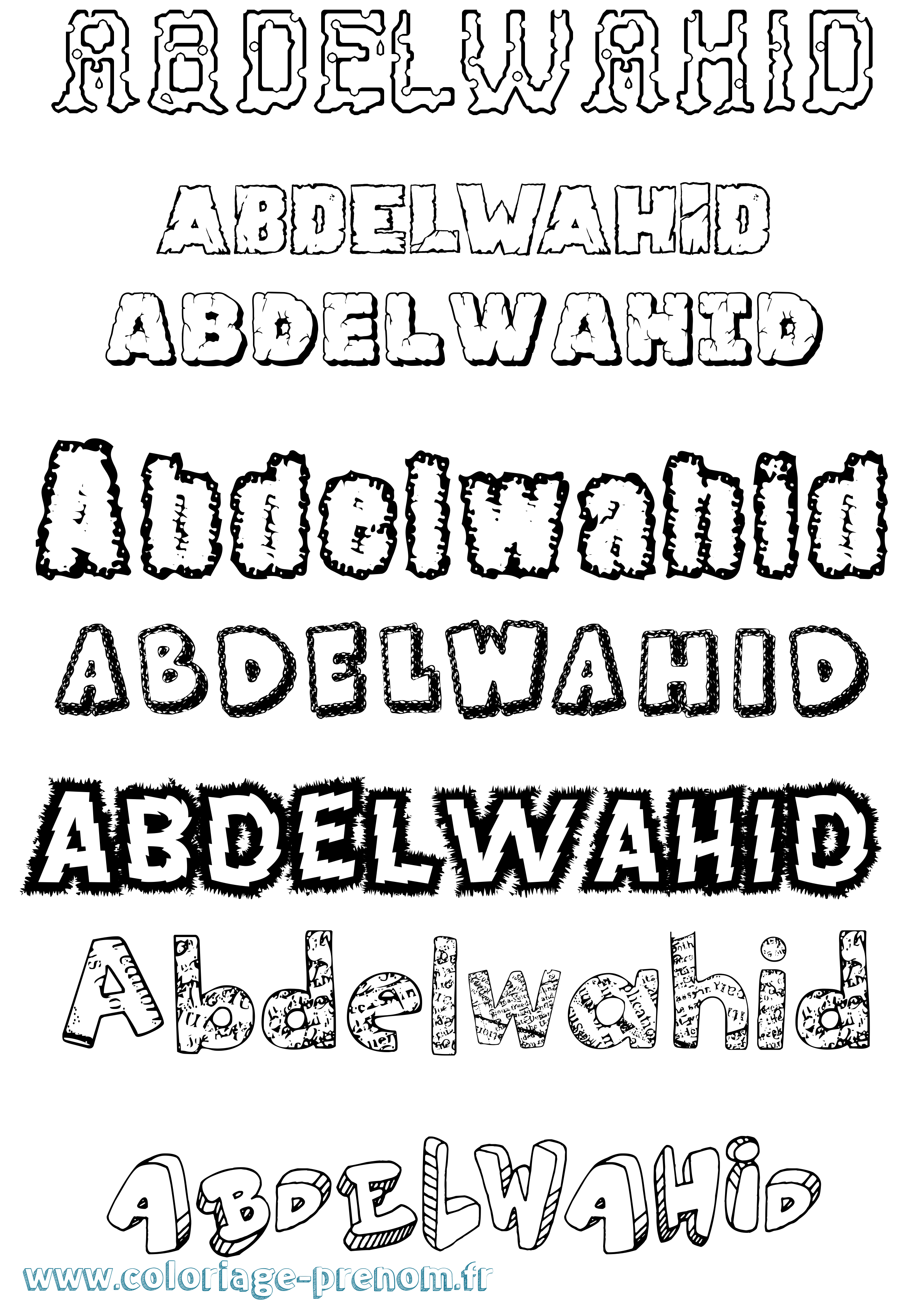Coloriage prénom Abdelwahid Destructuré