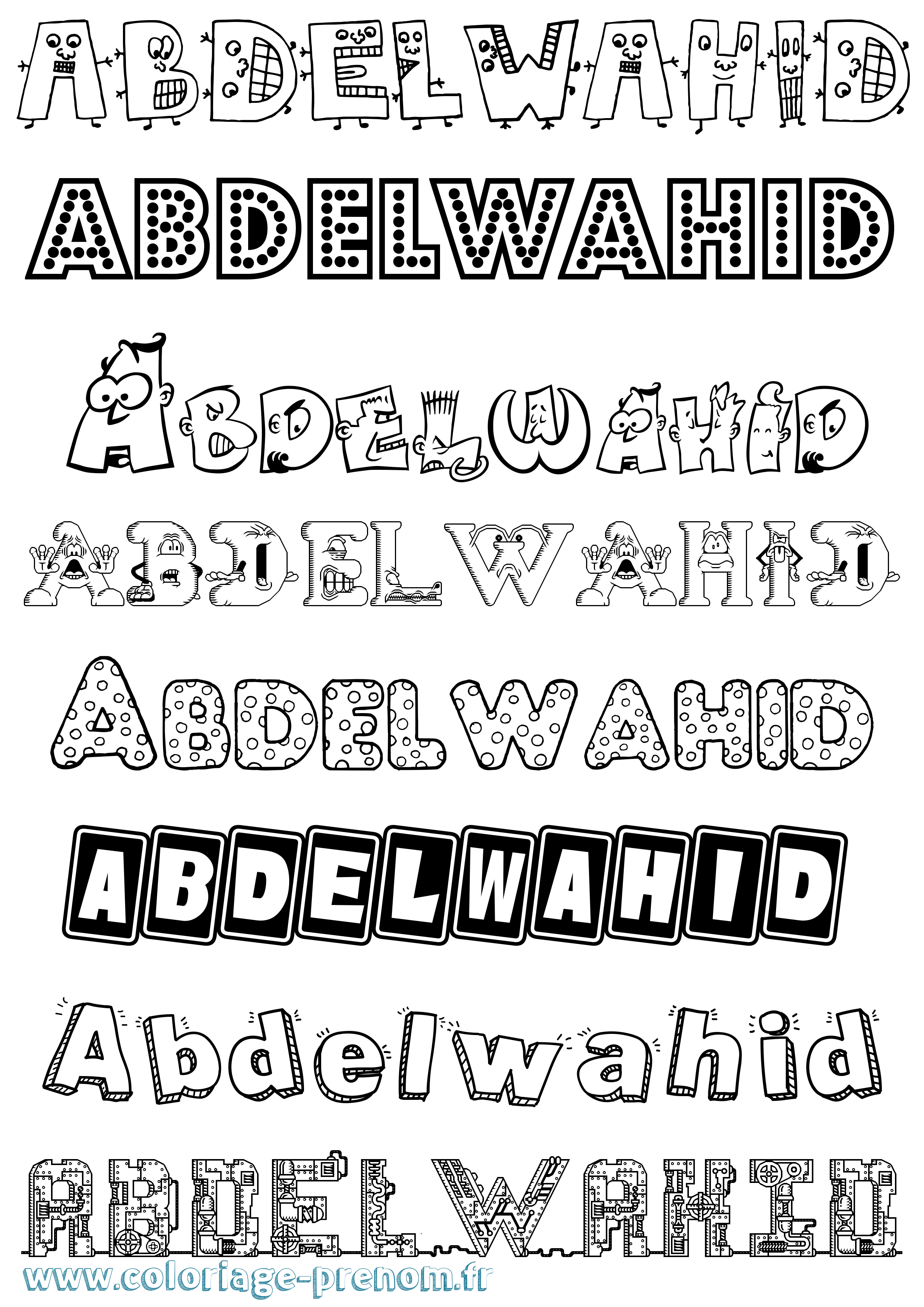 Coloriage prénom Abdelwahid Fun