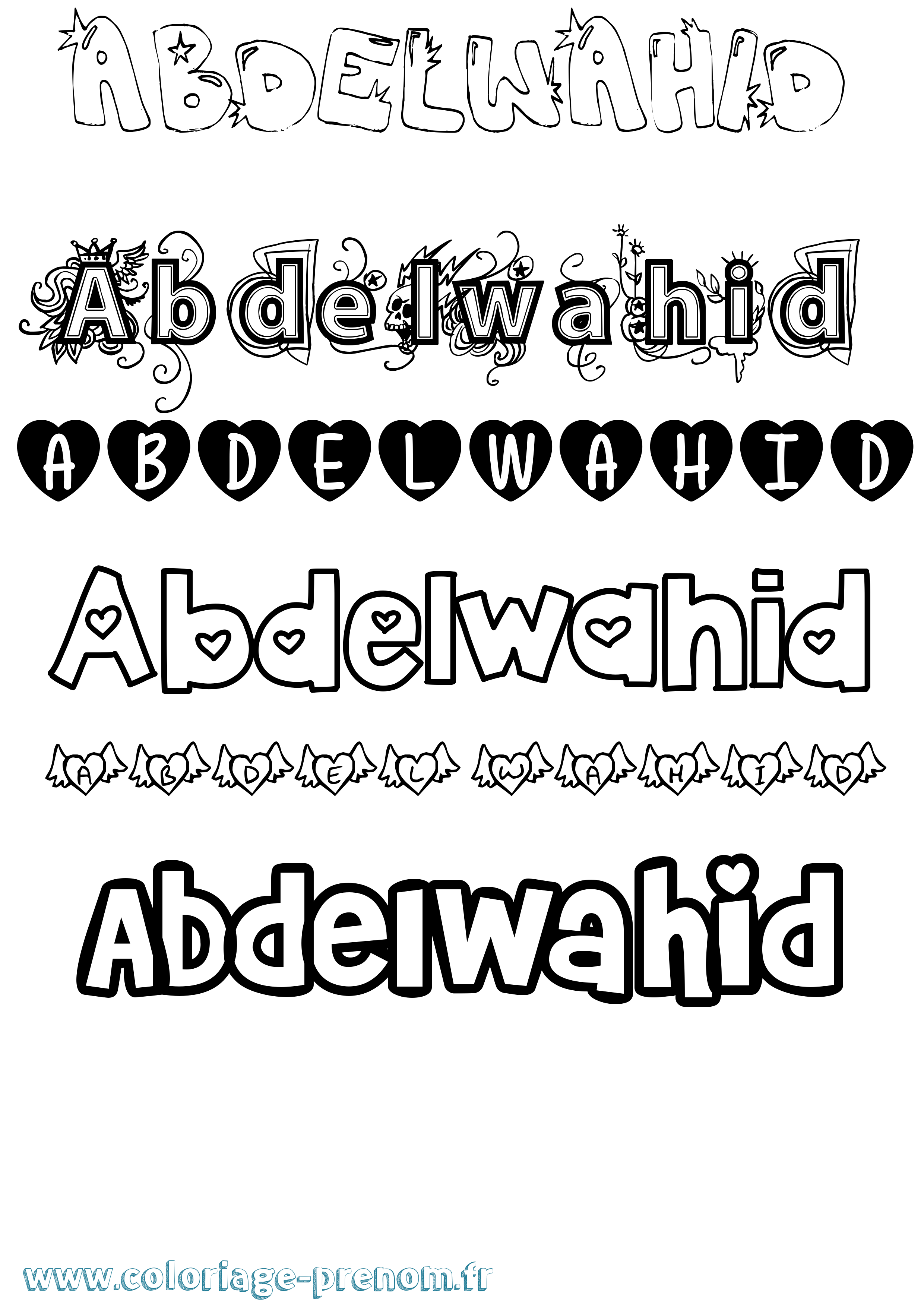 Coloriage prénom Abdelwahid Girly